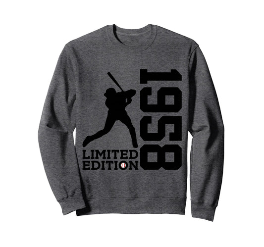 68Th Birthday Baseball 1958 Sweatshirt - Custom Art Print for Adults - T-Shirt, Sweatshirt, Hoodie