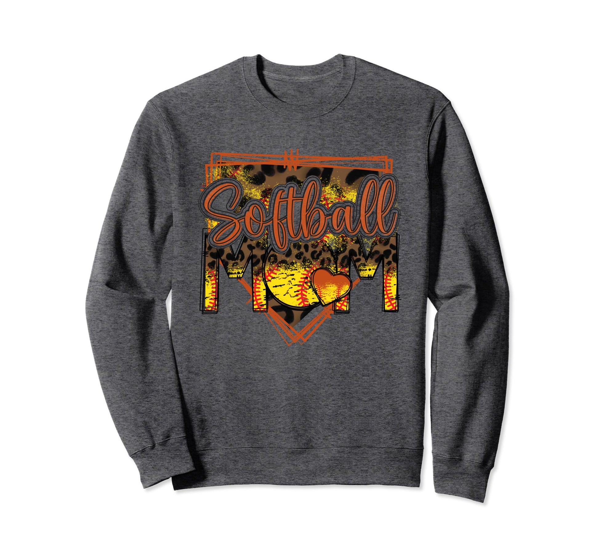 Softball Mom Leopard Funny Sweatshirt - Aesthetic Graphic for Adults - T-Shirt, Sweatshirt, Hoodie