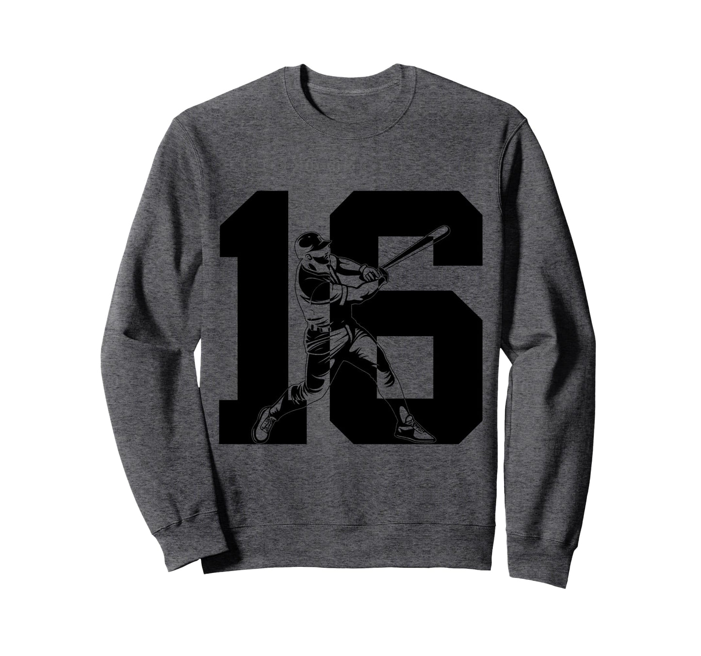 Number 16 Years Baseball 16Th Birthday Sweatshirt - Trendy Graphic Unisex - T-Shirt, Sweatshirt, Hoodie