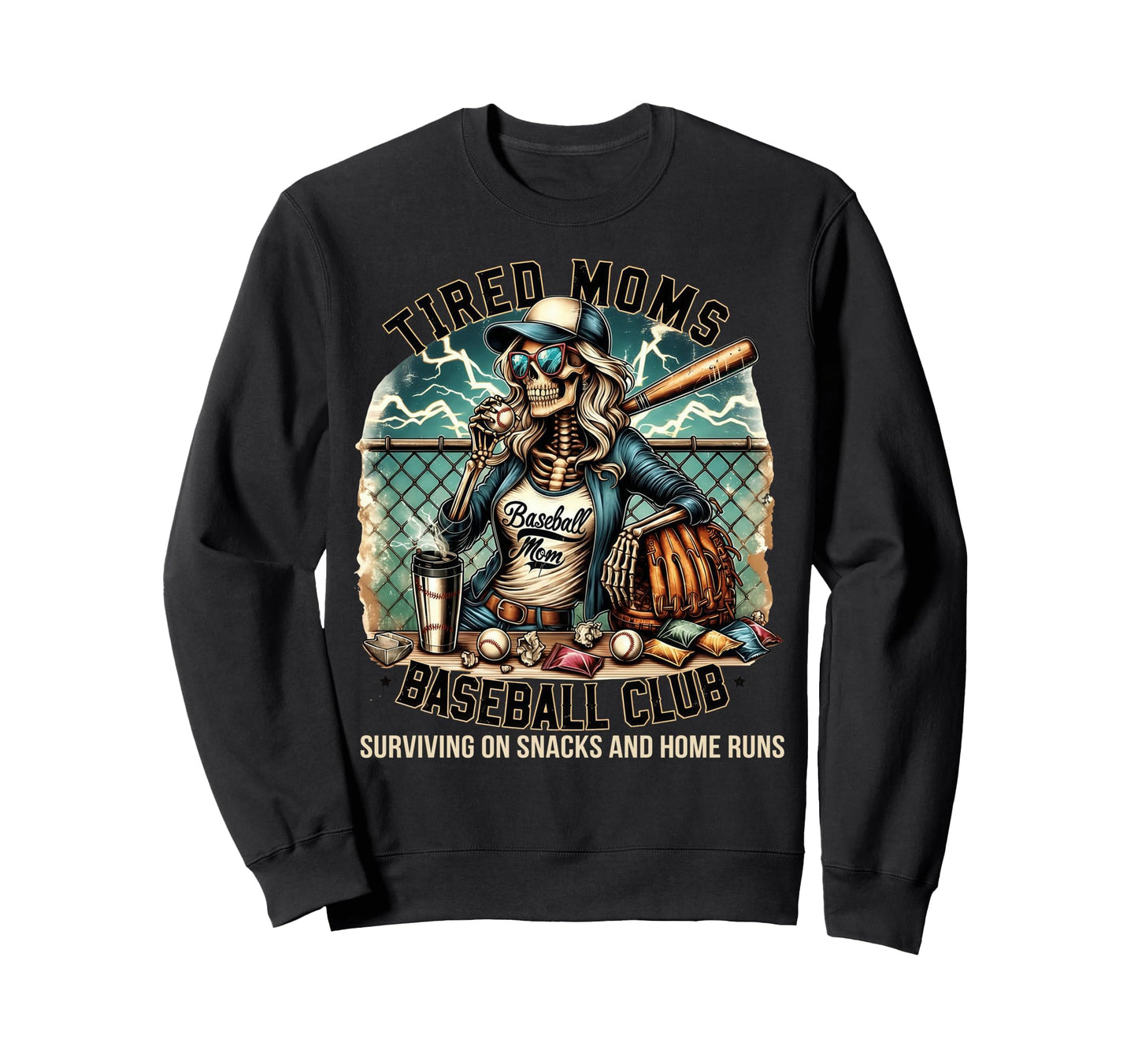 Tired Moms Baseball Club Sweatshirt - Casual Everyday Wear Unisex - T-Shirt, Sweatshirt, Hoodie