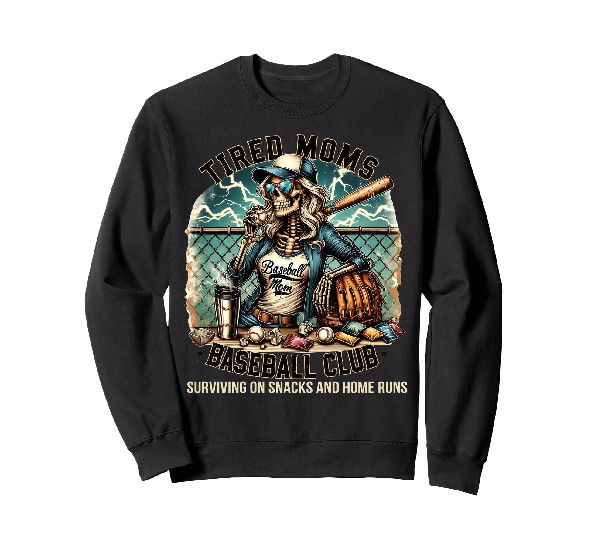 Tired Moms Baseball Club Sweatshirt - Casual Everyday Wear Unisex - T-Shirt, Sweatshirt, Hoodie