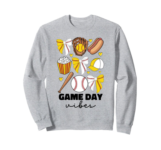 Baseball And Softball Mom Game Sweatshirt - Streetwear Style for Adults - T-Shirt, Sweatshirt, Hoodie