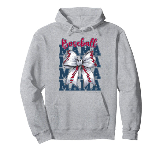 Baseball Coquette Bow Baseball Mama Hoodie - Streetwear Style Unisex - T-Shirt, Sweatshirt, Hoodie