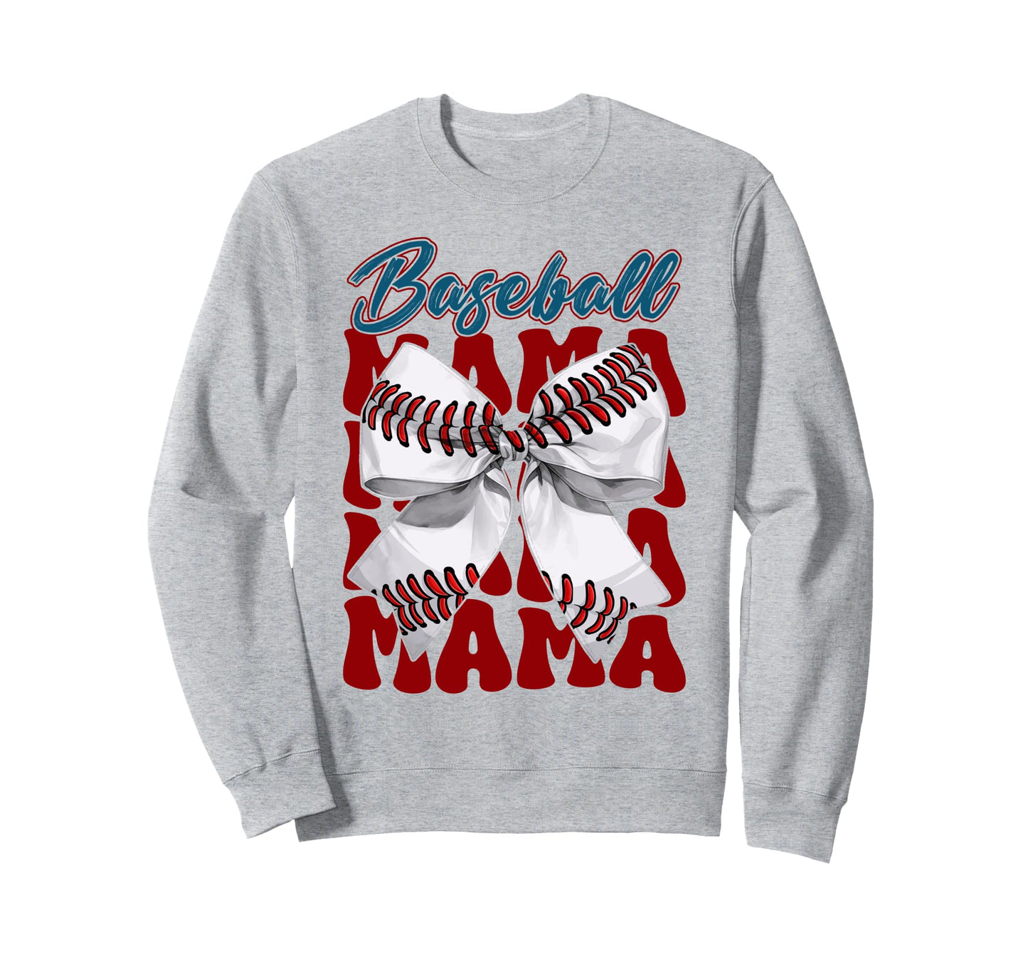 Baseball Mama Bow Baseball Mom Sweatshirt - Graphic Print for Adults - T-Shirt, Sweatshirt, Hoodie