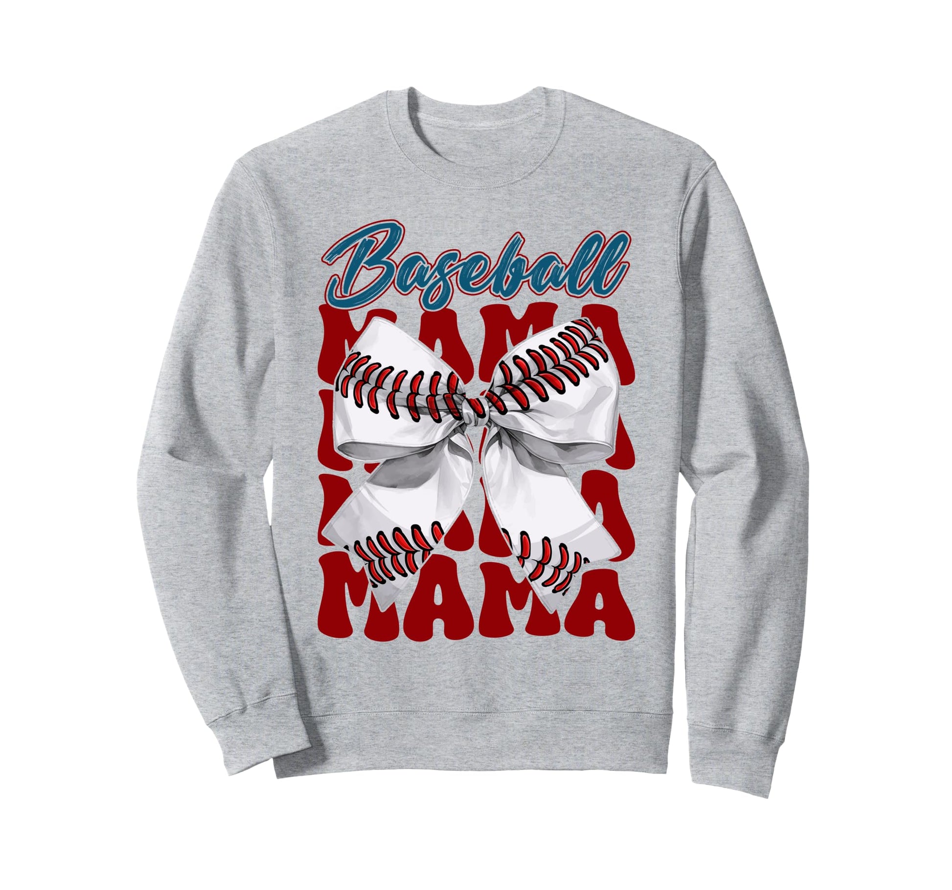 Baseball Mama Bow Baseball Mom Sweatshirt - Graphic Print for Adults - T-Shirt, Sweatshirt, Hoodie