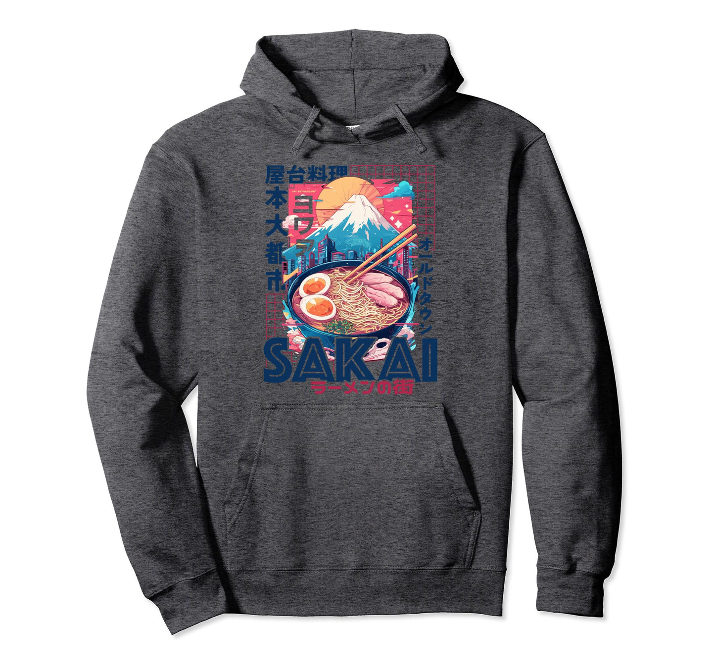 Sakai City 80S Synthwave Ramen Bowl Hoodie - Streetwear Style for Adults - T-Shirt, Sweatshirt, Hoodie