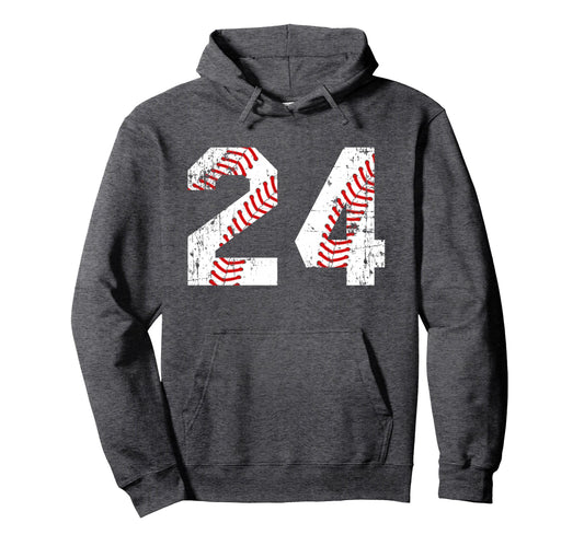 Baseball 24 Jersey Number Hoodie - Graphic Print Men Women - T-Shirt, Sweatshirt, Hoodie