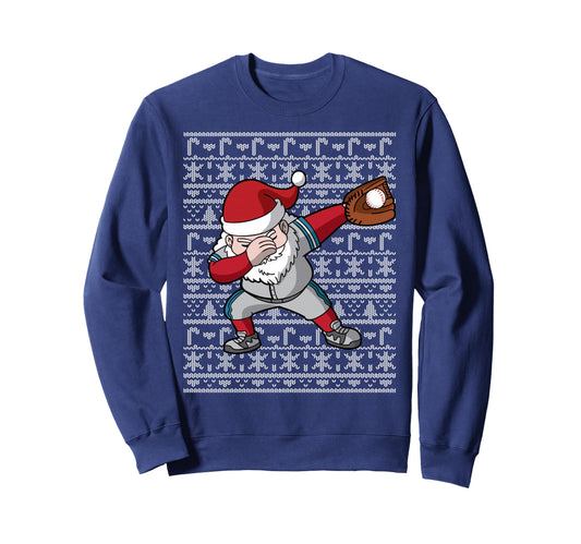 Baseball Dabbing Santa Ugly Sweatshirt - Casual Everyday Wear Men Women - T-Shirt, Sweatshirt, Hoodie