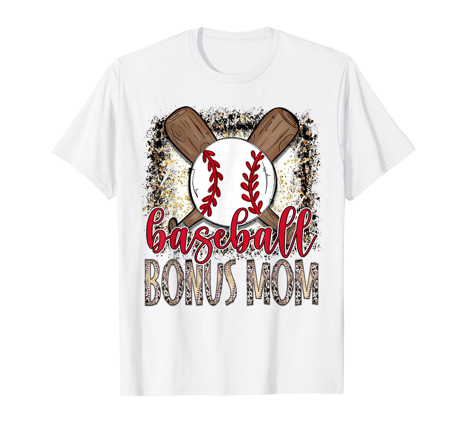 Baseball Bonus Mom Leopard Proud T-Shirt - Fun Novelty Design for Adults - T-Shirt, Sweatshirt, Hoodie