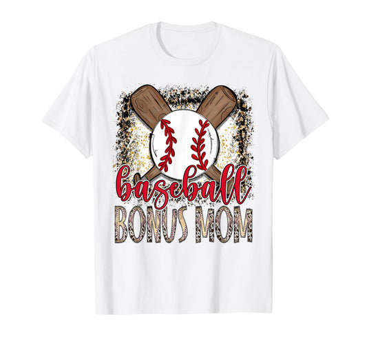 Baseball Bonus Mom Leopard Proud T-Shirt - Fun Novelty Design for Adults - T-Shirt, Sweatshirt, Hoodie