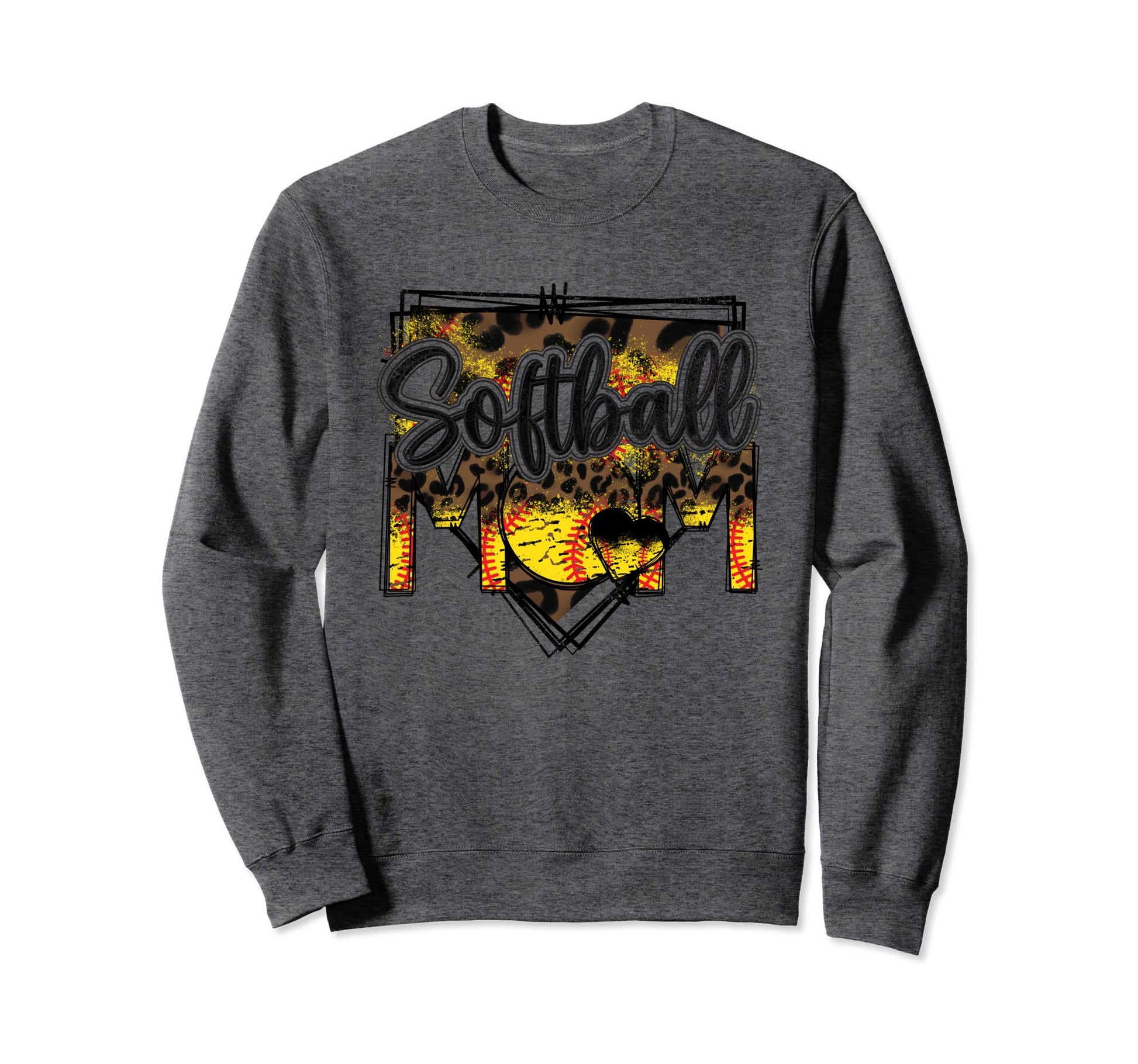 Softball Mom Leopard Funny Softball Mom Sweatshirt - Graphic Print Unisex - T-Shirt, Sweatshirt, Hoodie