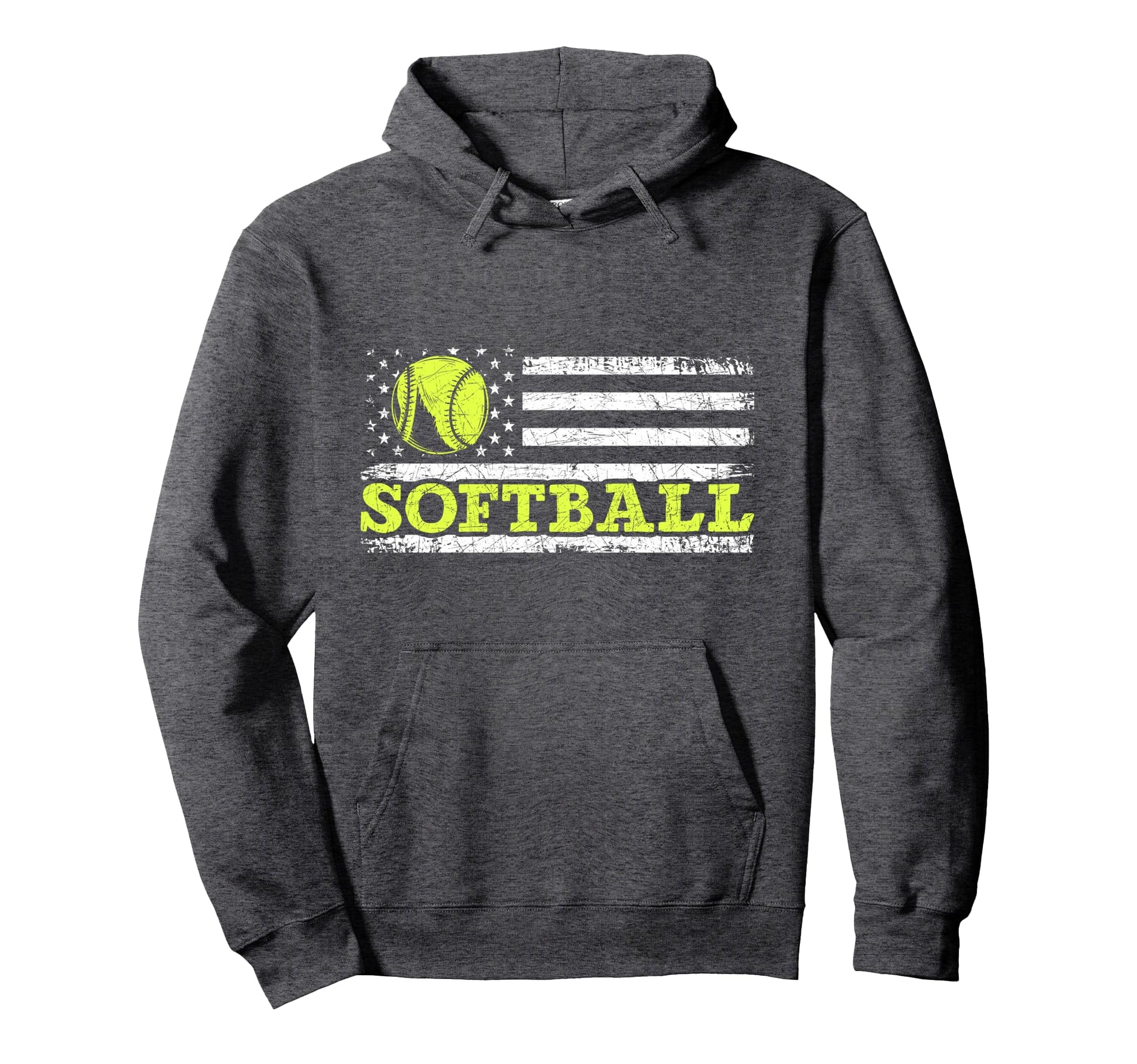 Usa Flag Patriotic Softball Player Hoodie - Unique Graphic for Adults - T-Shirt, Sweatshirt, Hoodie