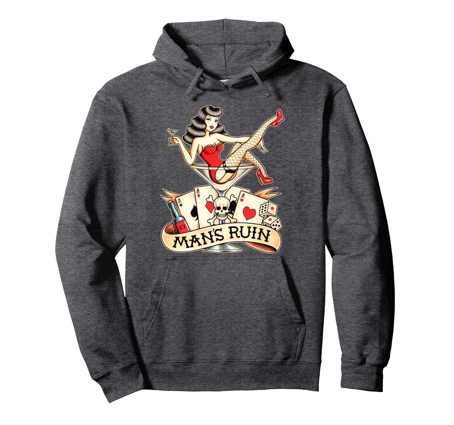 Mans Ruin Gambler American Hoodie - Streetwear Style for Adults - T-Shirt, Sweatshirt, Hoodie