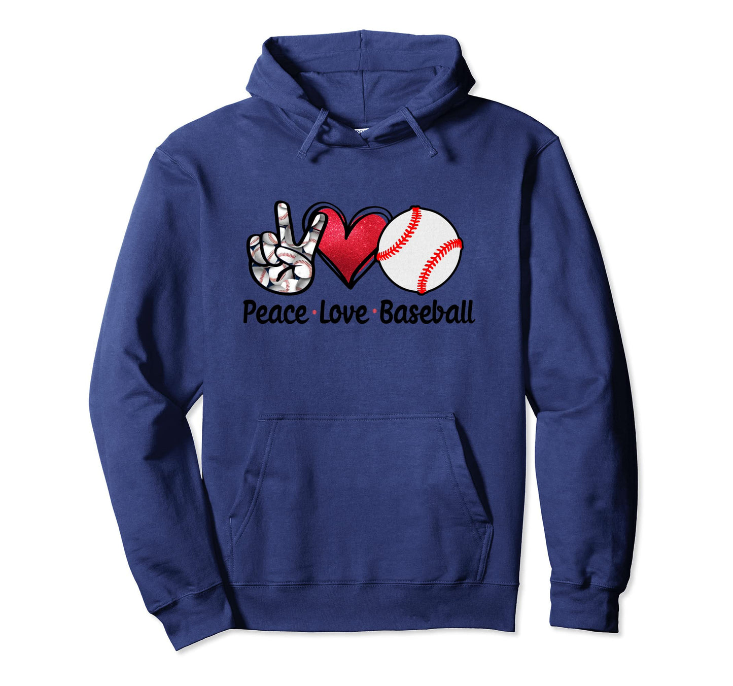 Peace Love Baseball Hoodie - Casual Everyday Wear for Adults - T-Shirt, Sweatshirt, Hoodie