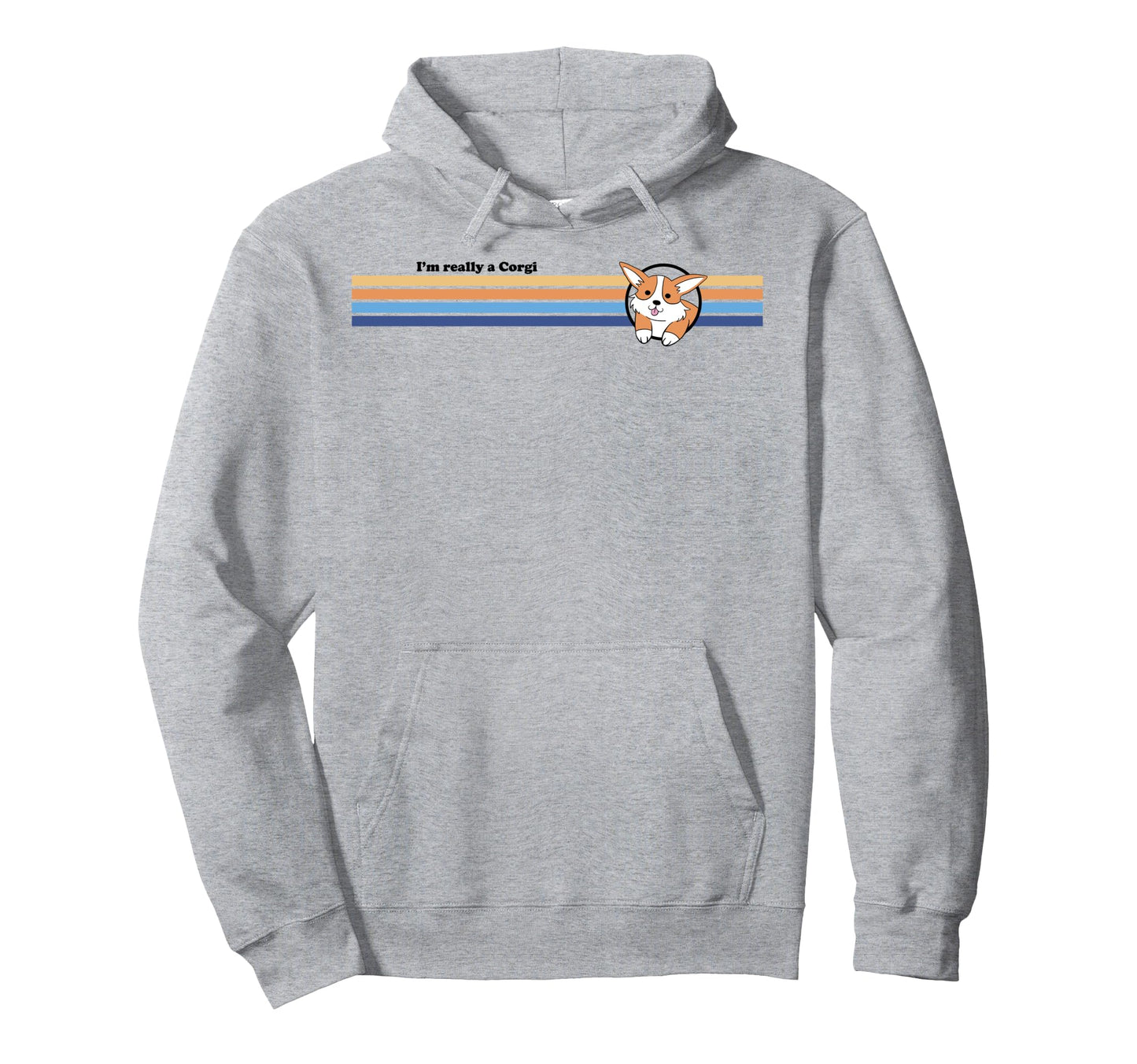 Trendy Corgi Stripes Hoodie - Custom Art Print for Adults - T-Shirt, Sweatshirt, Hoodie