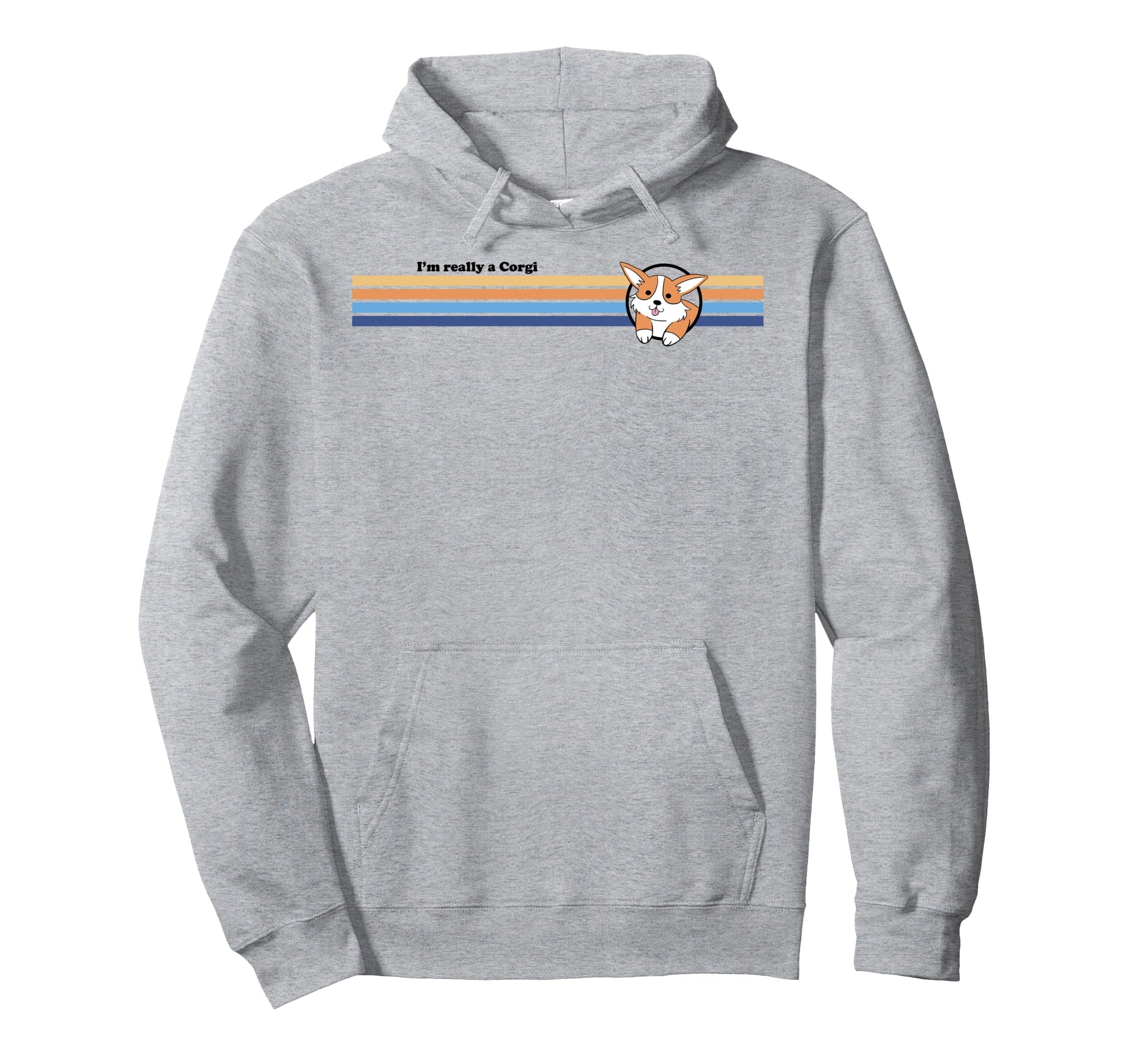 Trendy Corgi Stripes Hoodie - Custom Art Print for Adults - T-Shirt, Sweatshirt, Hoodie