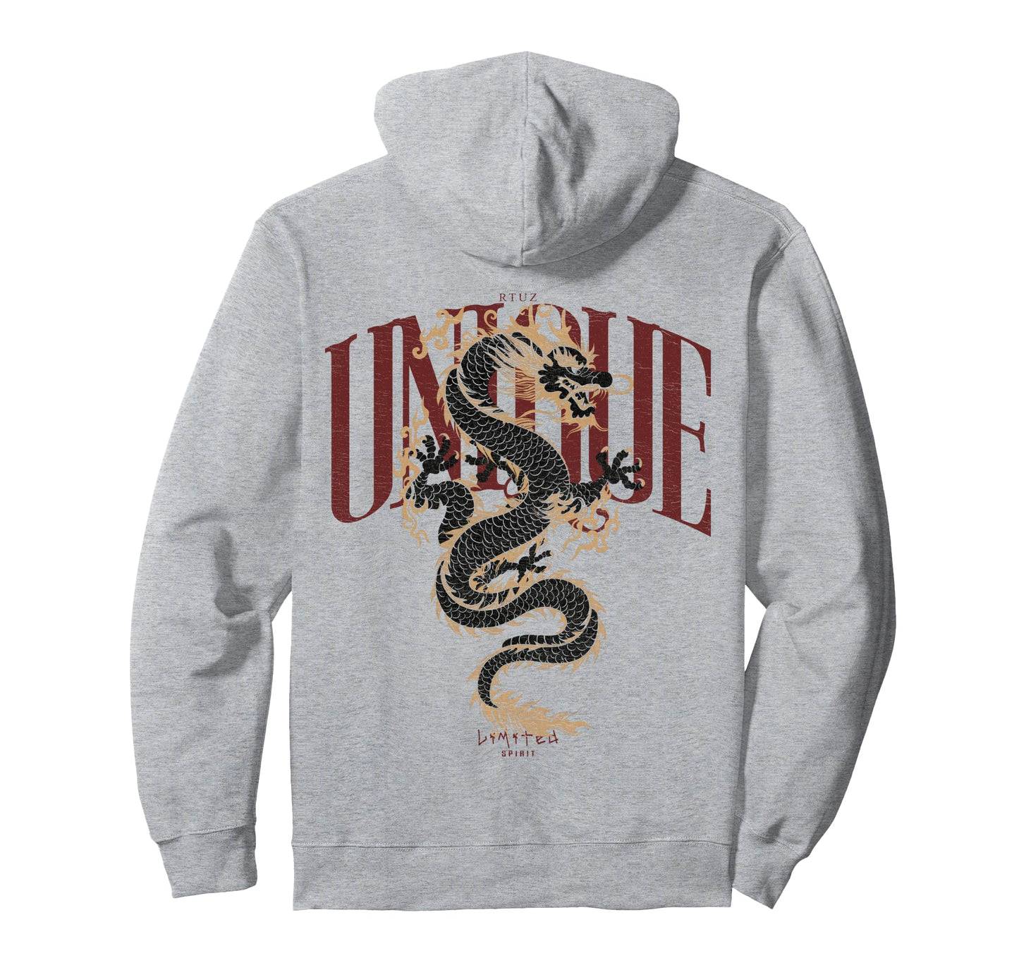 Aesthetic Back Dragon Y2K Streetwear Hoodie - Minimalist Print for Adults - T-Shirt, Sweatshirt, Hoodie