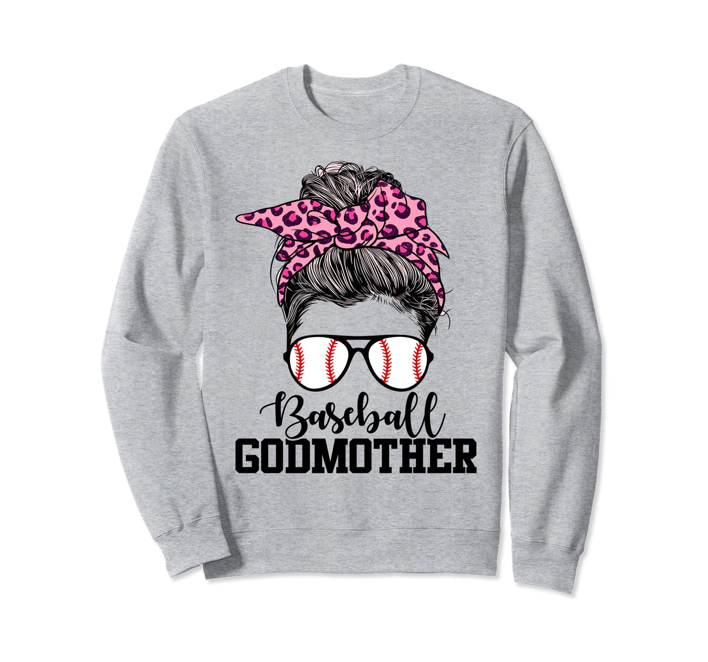 Baseball Godmother Messy Bun Sweatshirt - Minimalist Print Men Women - T-Shirt, Sweatshirt, Hoodie