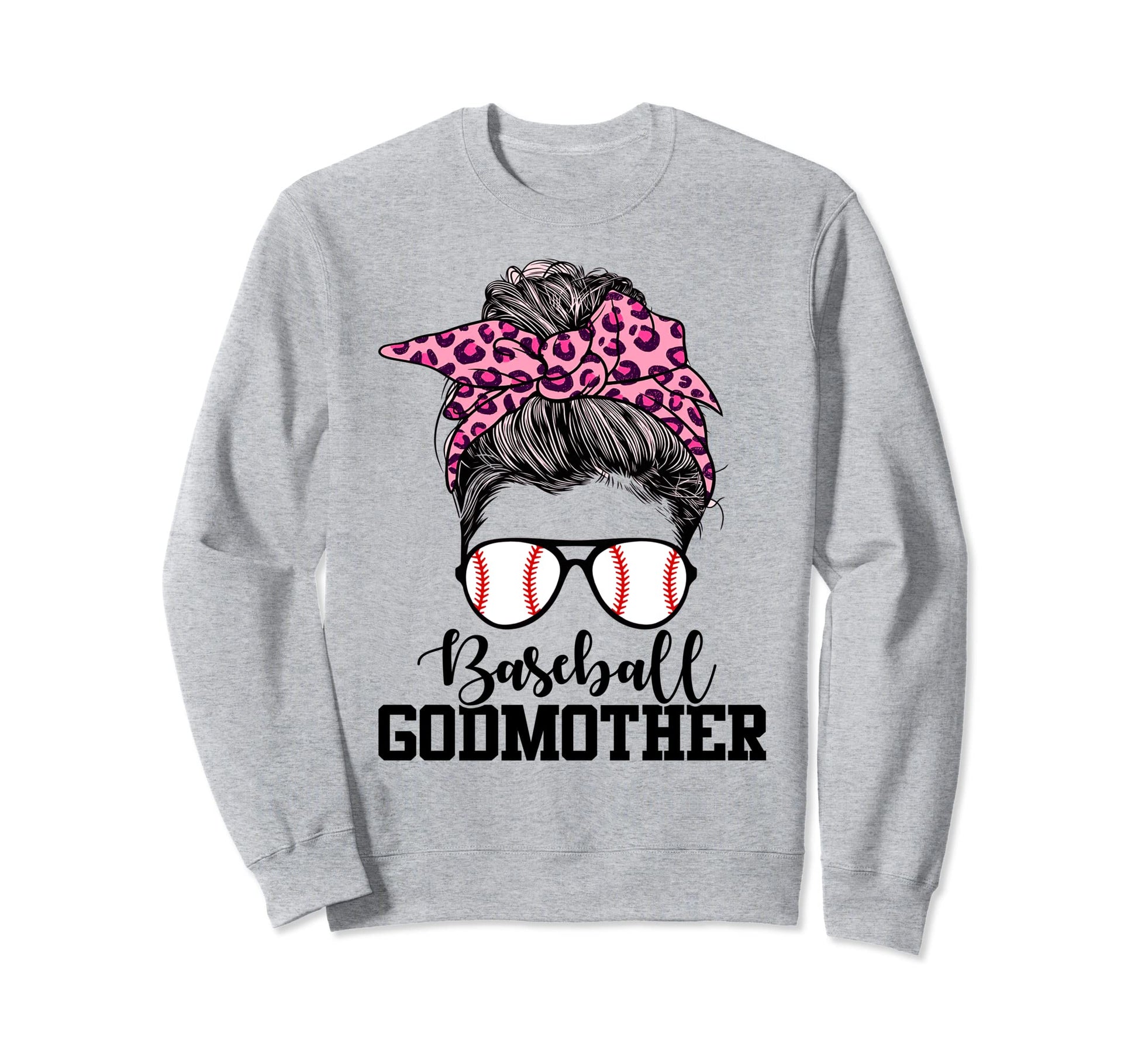 Baseball Godmother Messy Bun Sweatshirt - Minimalist Print Men Women - T-Shirt, Sweatshirt, Hoodie