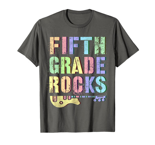 5Th Grade Rocks Teacher Rockstar T-Shirt - Fun Novelty Design Men Women - T-Shirt, Sweatshirt, Hoodie