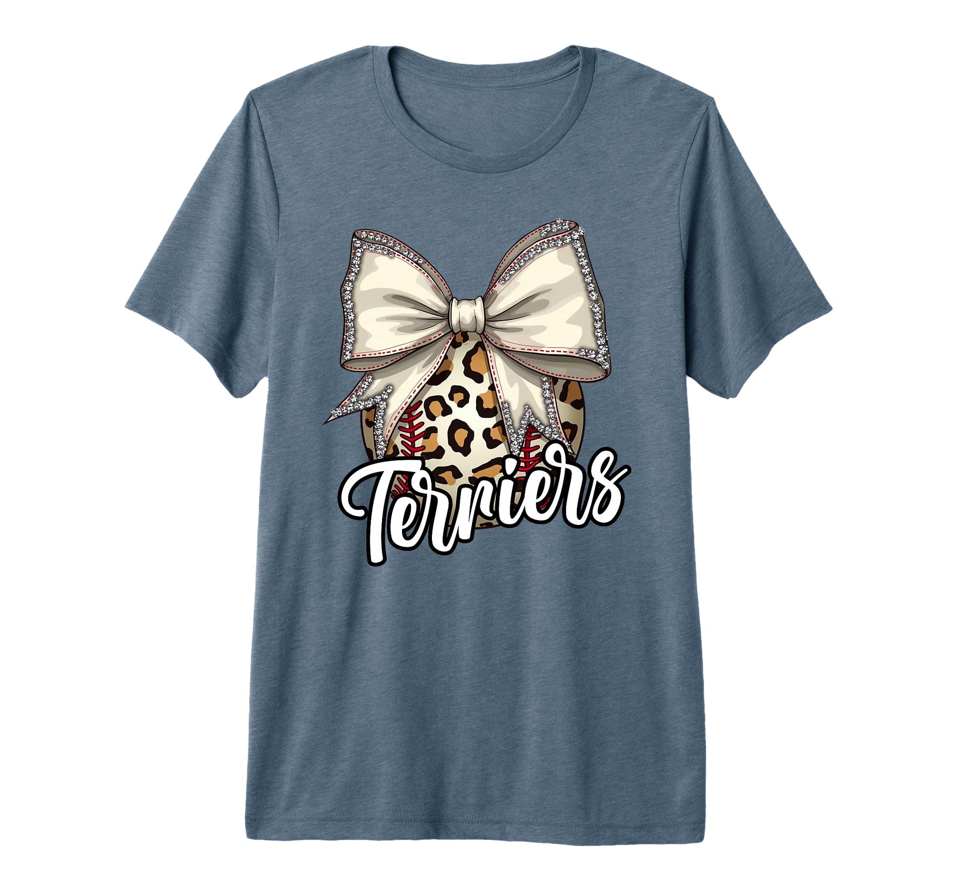 Terriers Baseball Leopard Coquette Bow T-Shirt - Trendy Graphic Men Women - T-Shirt, Sweatshirt, Hoodie