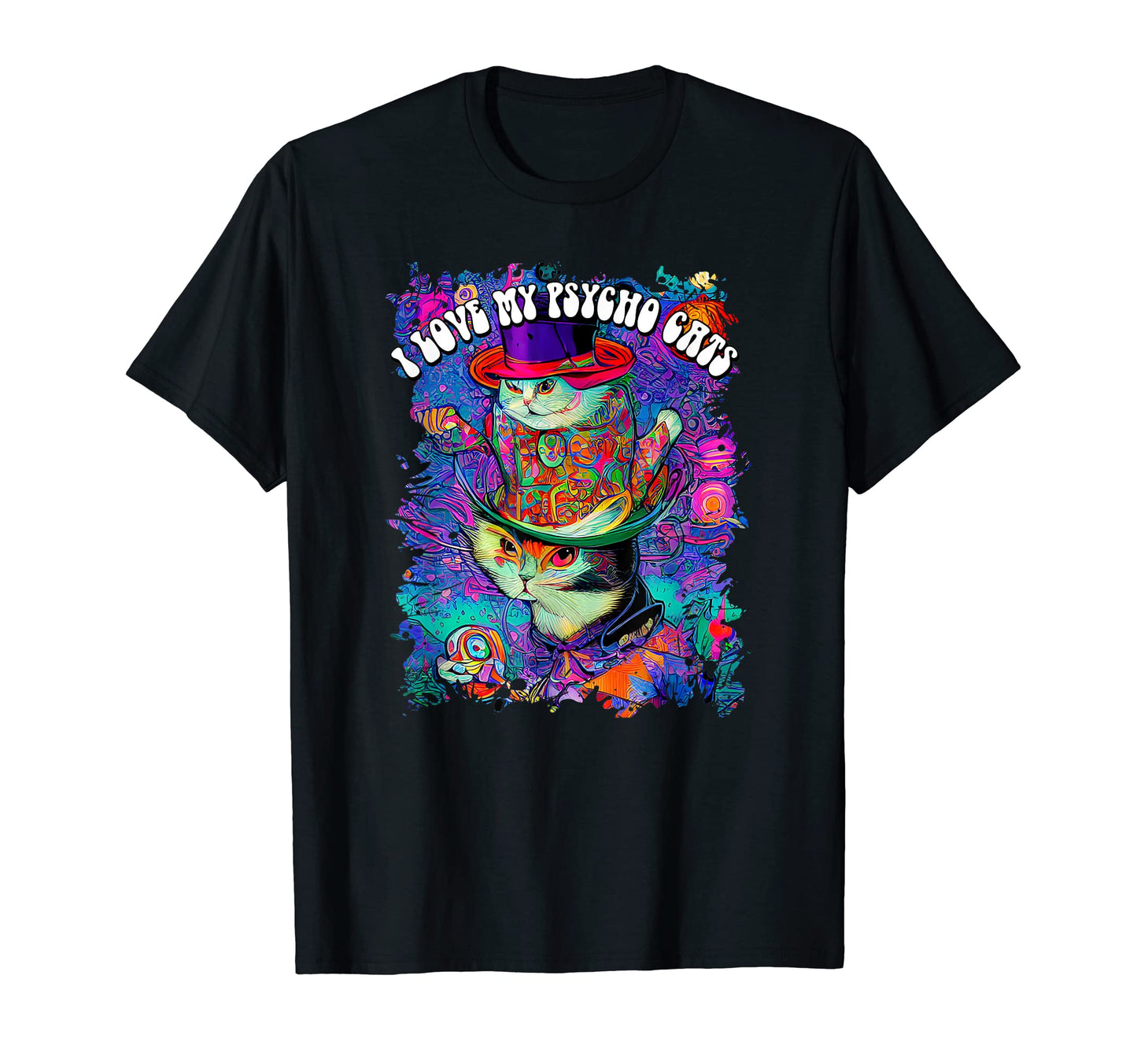 Funny Cat Lovers 1960S Psychedelic T-Shirt - Minimalist Print Men Women - T-Shirt, Sweatshirt, Hoodie