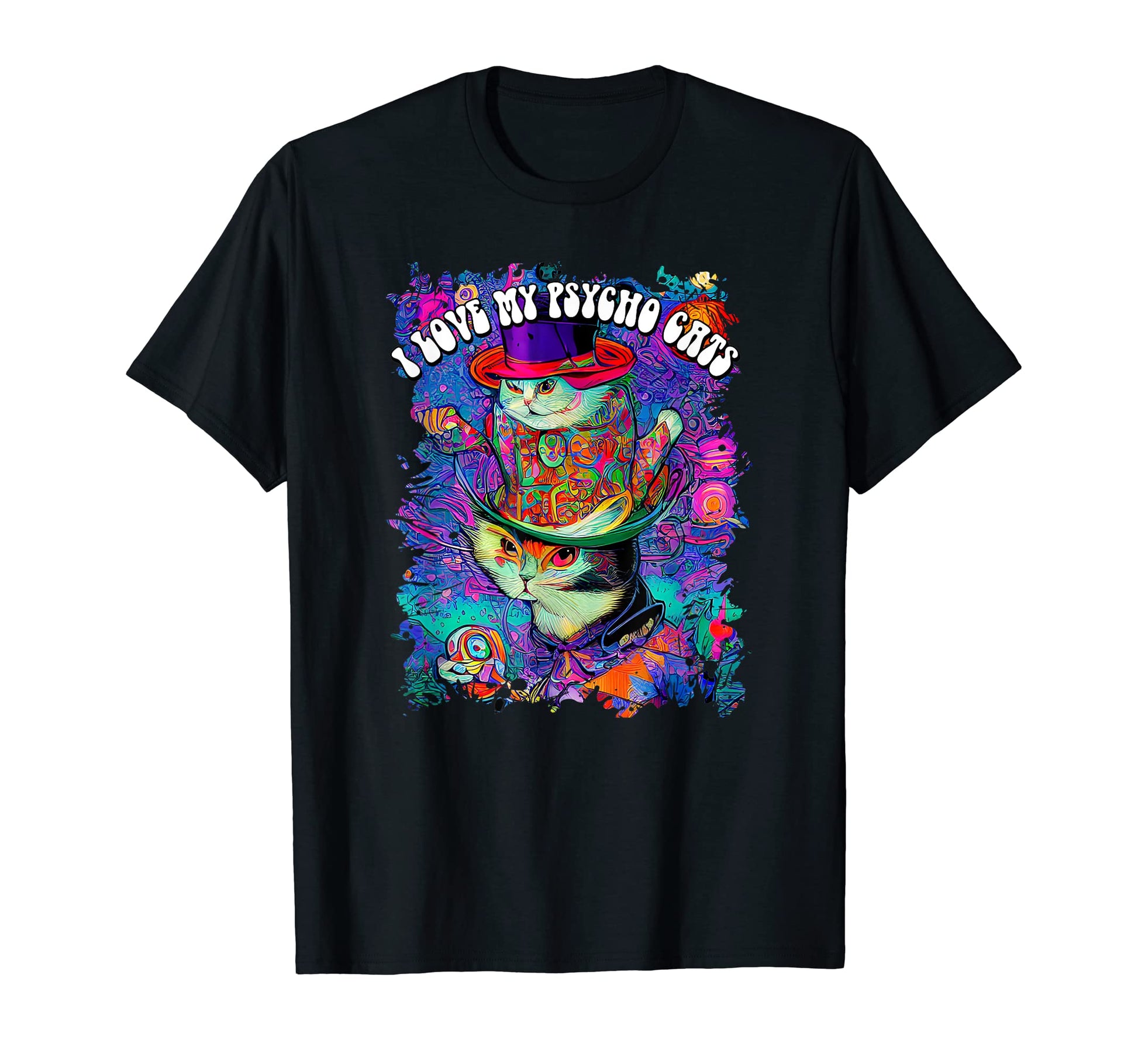 Funny Cat Lovers 1960S Psychedelic T-Shirt - Minimalist Print Men Women - T-Shirt, Sweatshirt, Hoodie