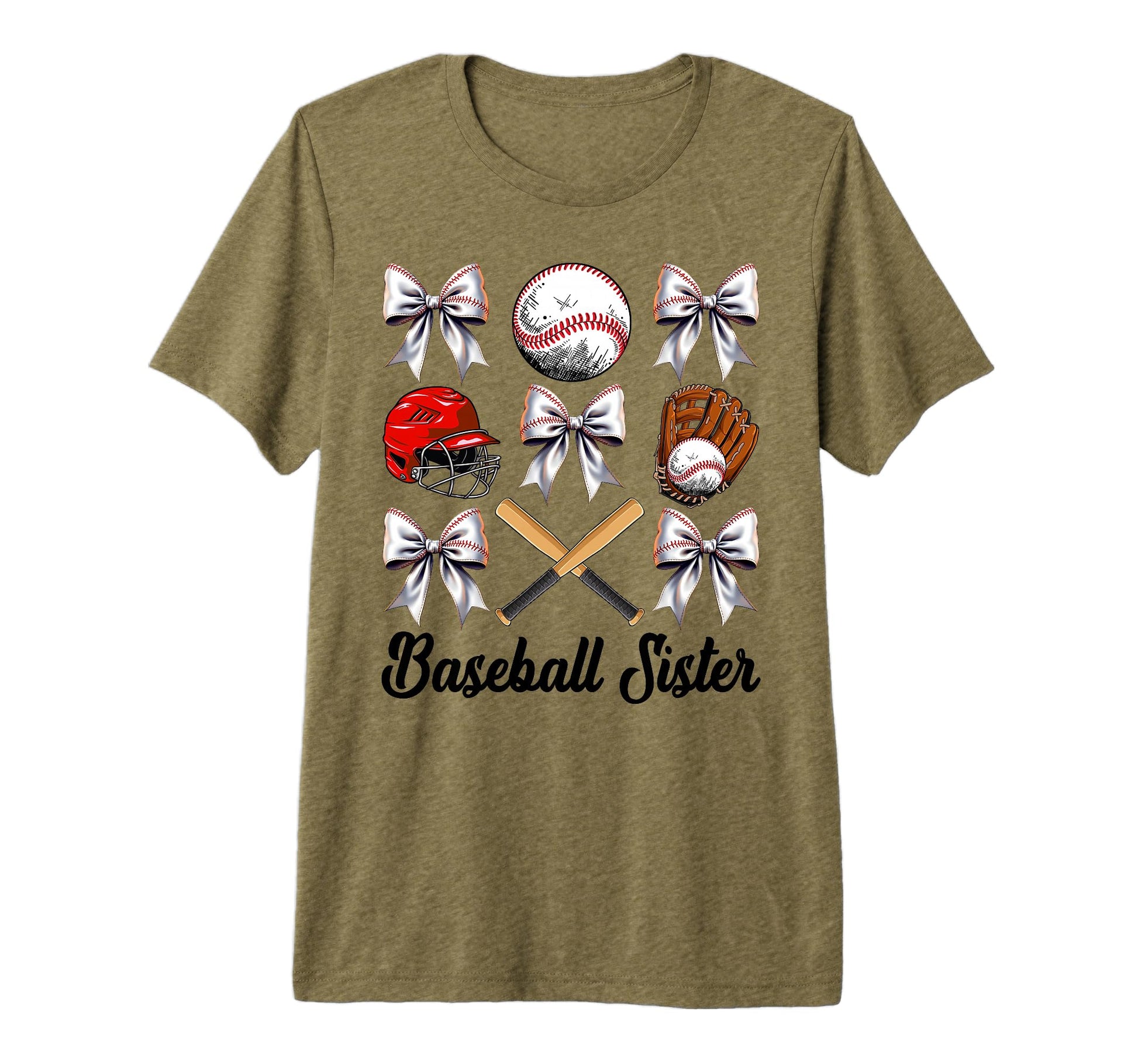 Baseball Sister Bow Baseball Mom T-Shirt - Custom Art Print for Adults - T-Shirt, Sweatshirt, Hoodie