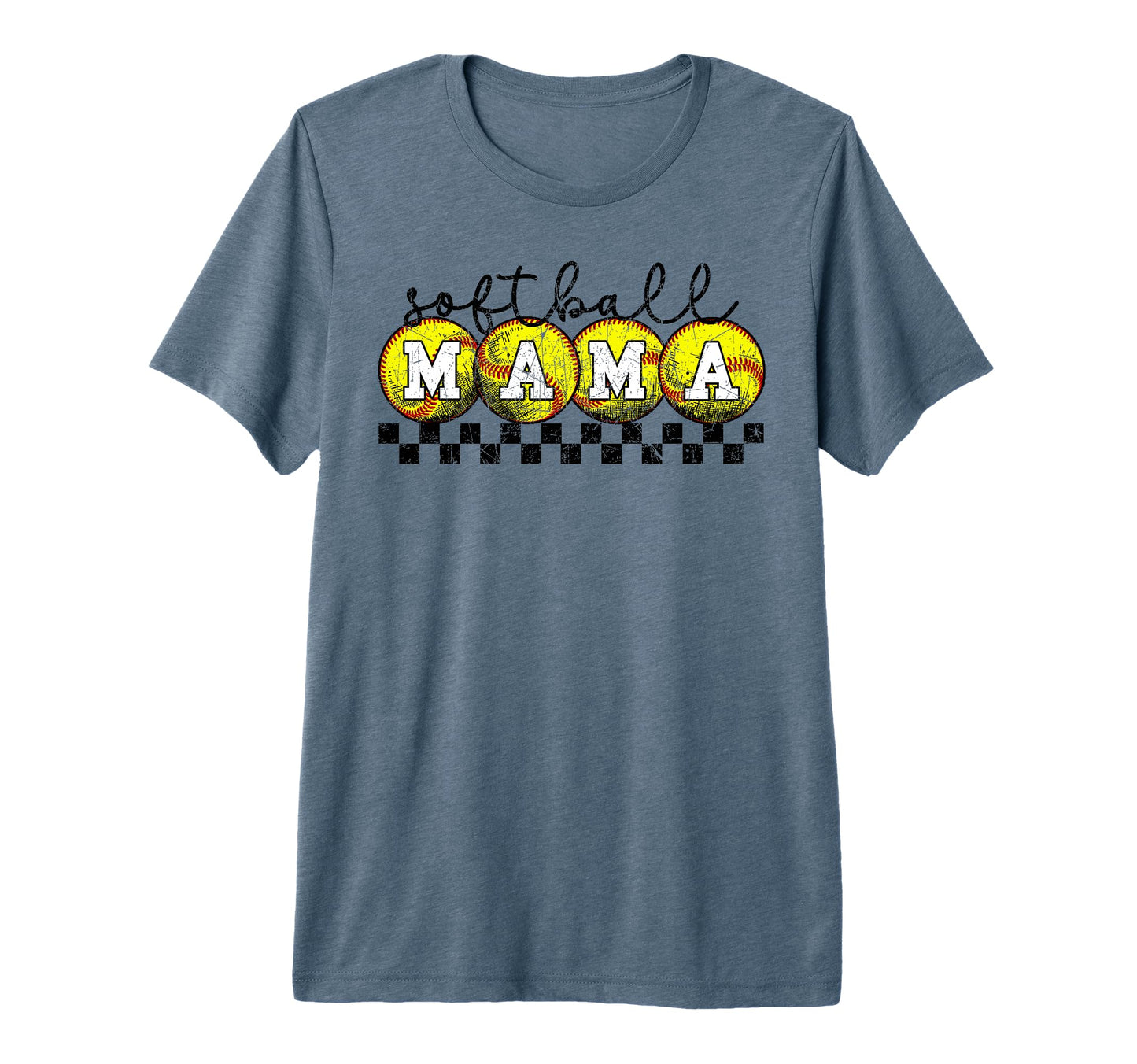 Softball Mom Checkered Softball Mama T-Shirt - Streetwear Style for Adults - T-Shirt, Sweatshirt, Hoodie