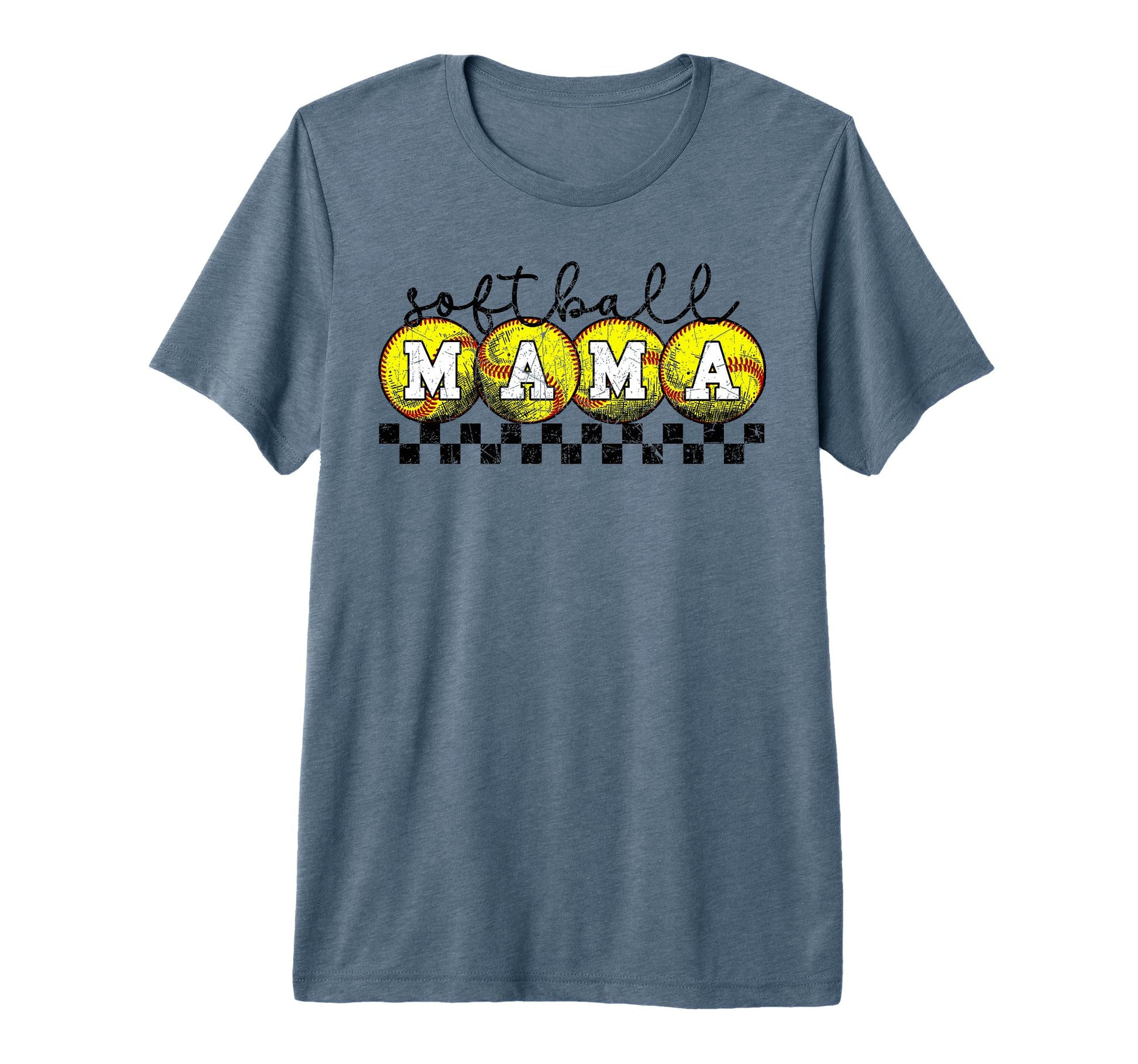 Softball Mom Checkered Softball Mama T-Shirt - Streetwear Style for Adults - T-Shirt, Sweatshirt, Hoodie