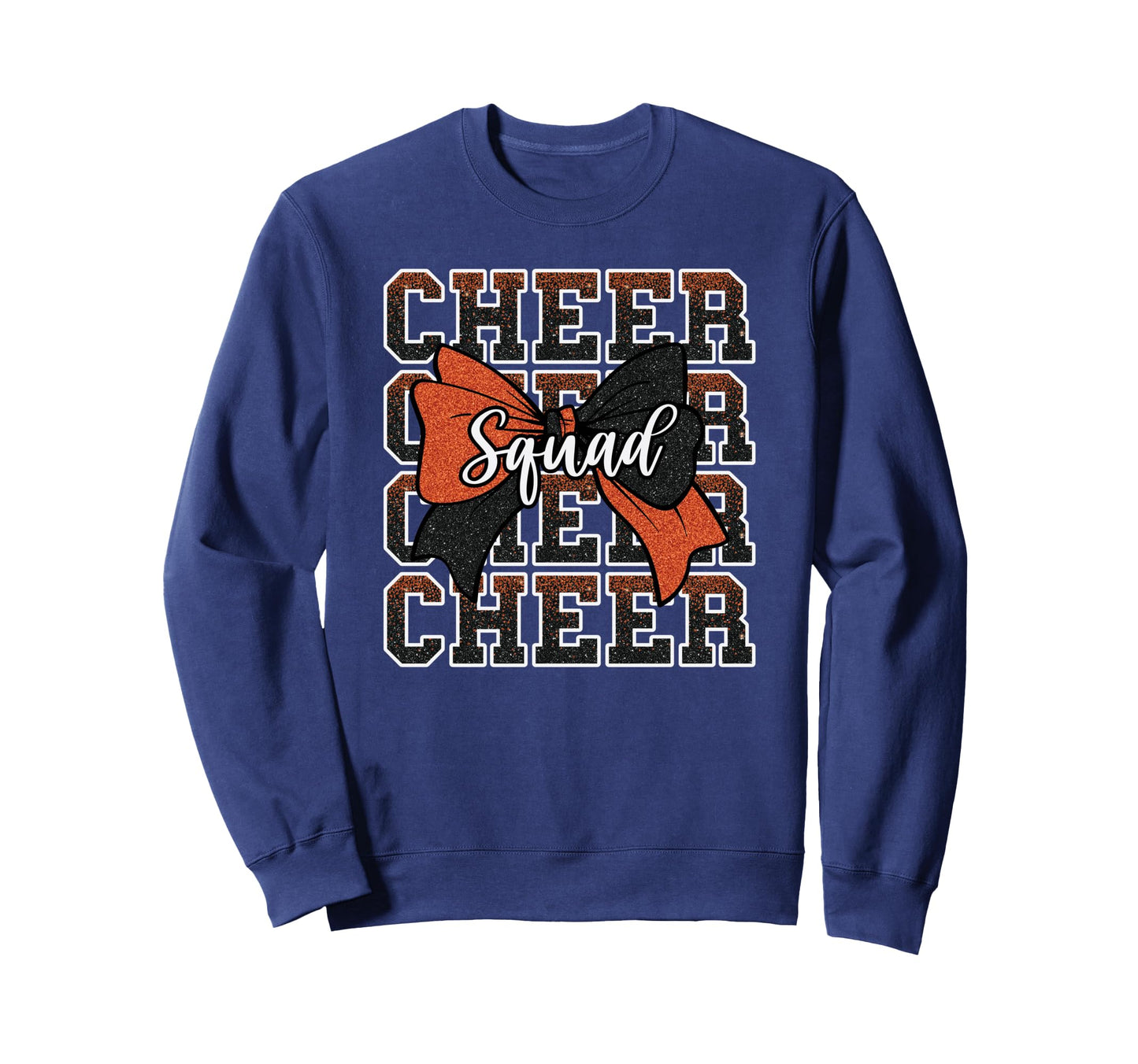 Orange Black Bow Cheer Squad Sport Sweatshirt - Trendy Graphic Men Women - T-Shirt, Sweatshirt, Hoodie