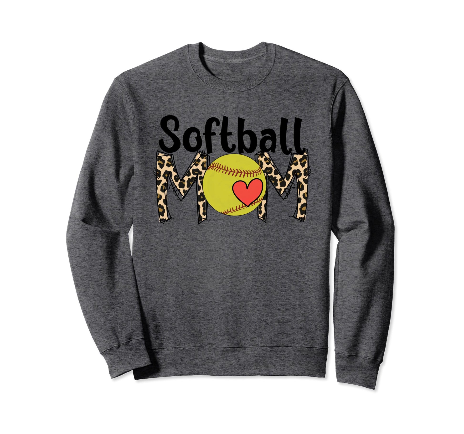 Softball Mom Leopard Funny Sweatshirt - Custom Art Print Men Women - T-Shirt, Sweatshirt, Hoodie