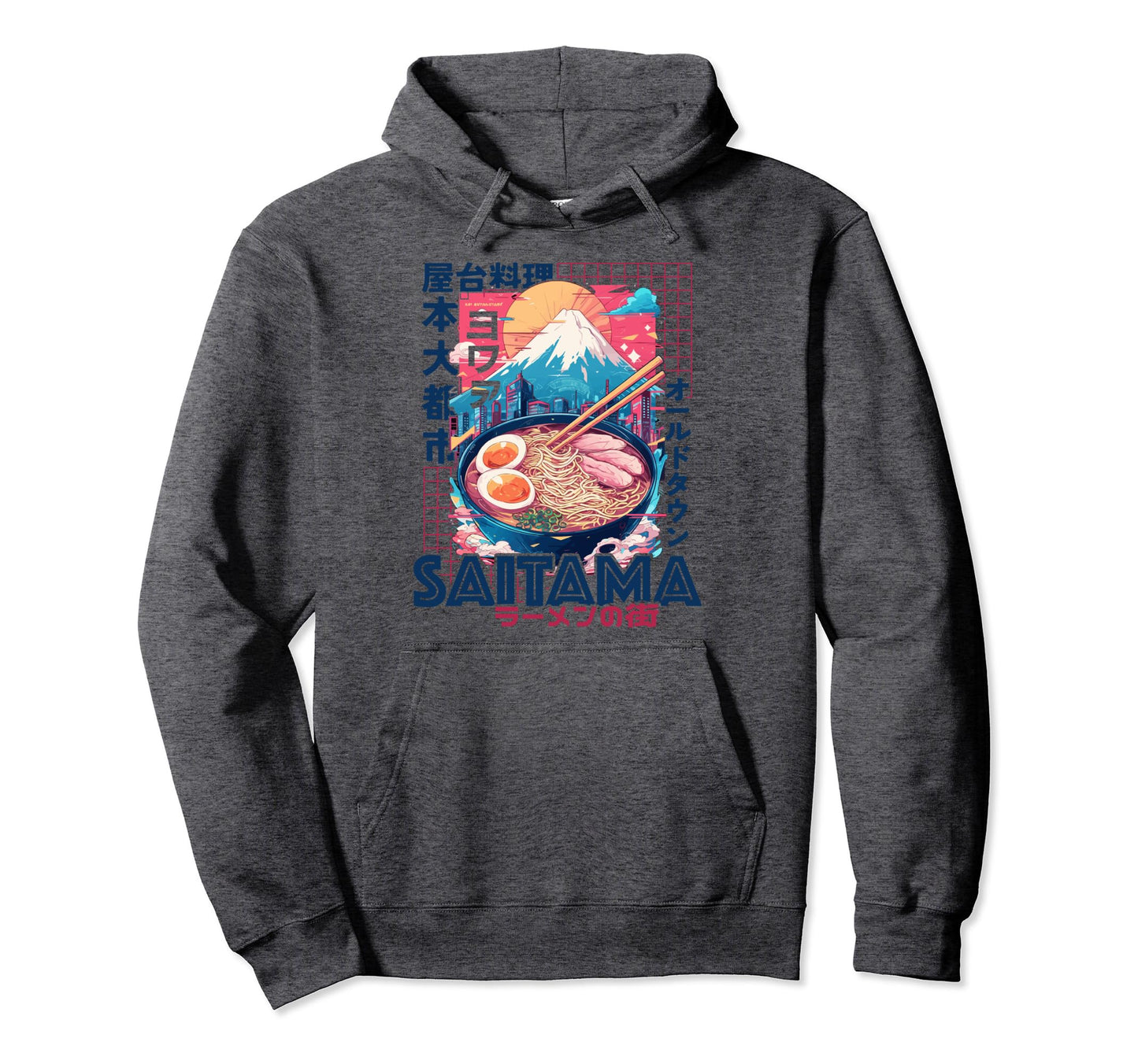 Saitama City 80S Synthwave Ramen Bowl Hoodie - Unique Graphic for Adults - T-Shirt, Sweatshirt, Hoodie