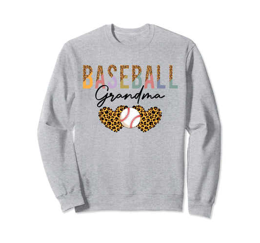 Baseball Grandma Leopard Sweatshirt - Novelty Apparel Men Women - T-Shirt, Sweatshirt, Hoodie