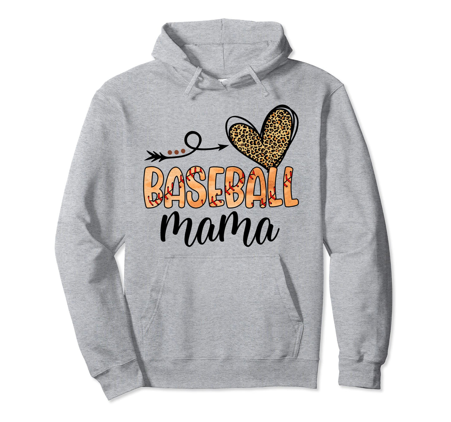 Baseball Mama Leopard Heart Baseball Hoodie - Minimalist Print Unisex - T-Shirt, Sweatshirt, Hoodie