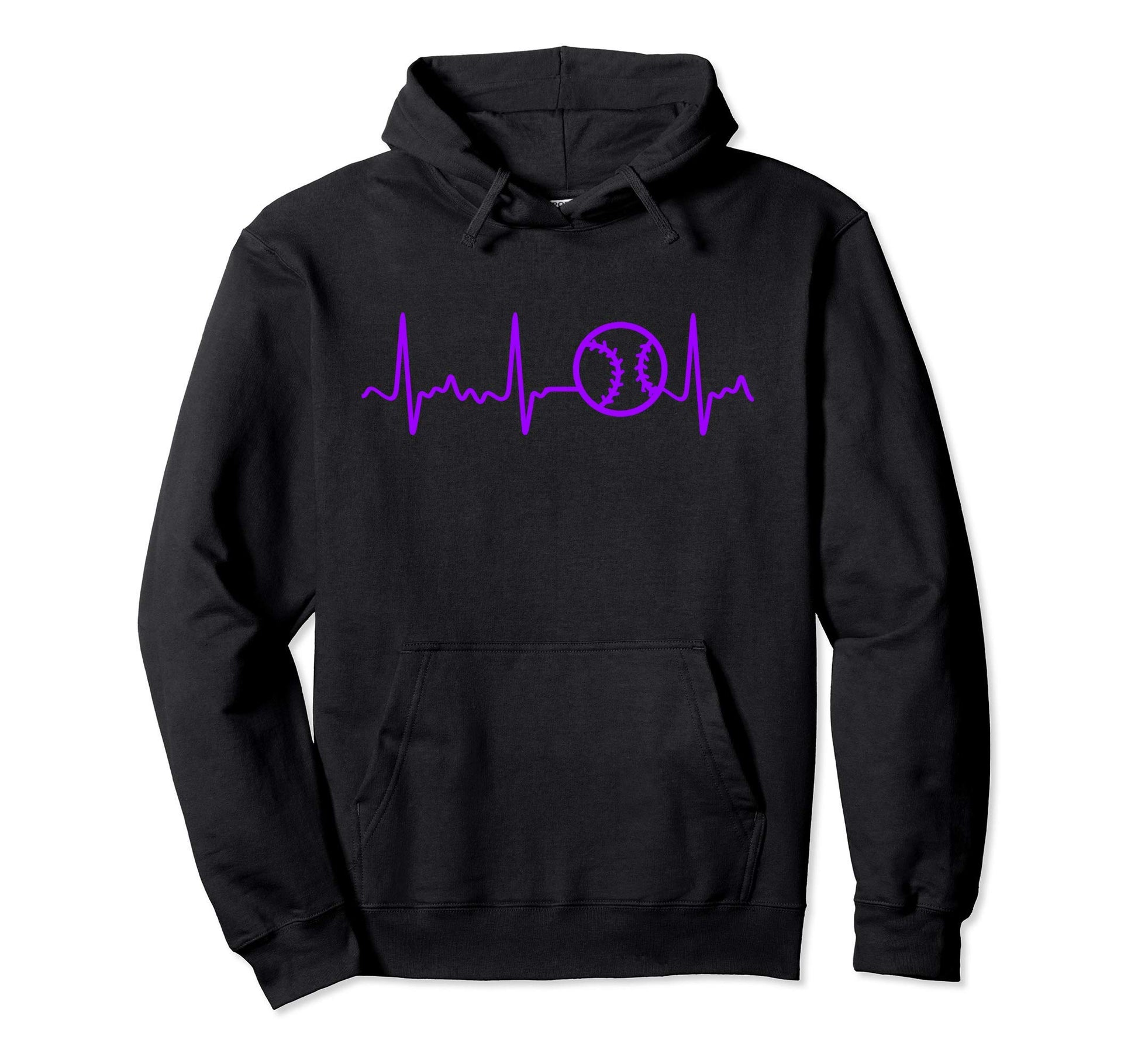 Purple Baseball Heartbeat Purple Hoodie - Minimalist Print for Adults - T-Shirt, Sweatshirt, Hoodie