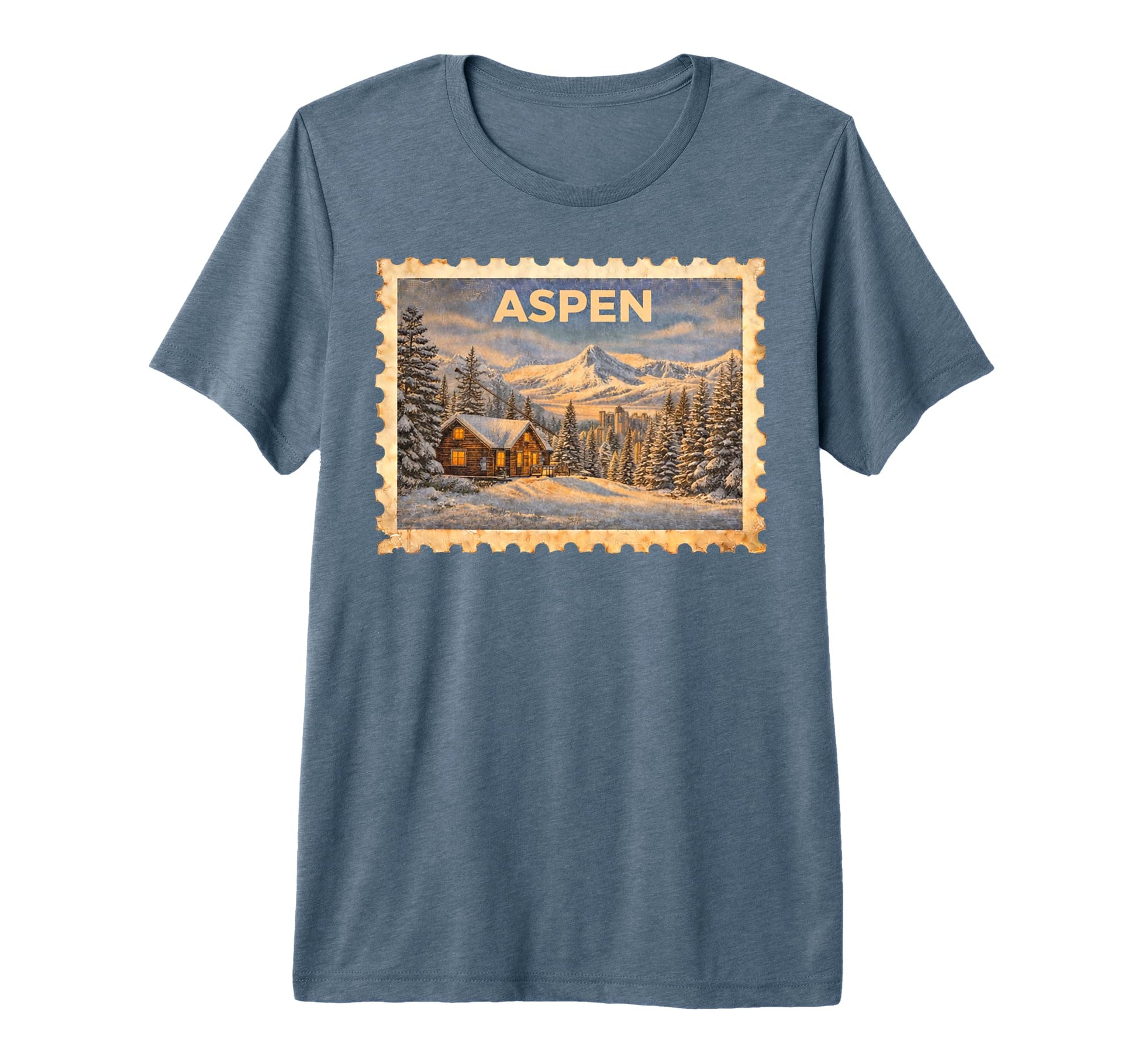 Aspen Colorado Travel Stamp Art Tri T-Shirt - Trendy Graphic Men Women - T-Shirt, Sweatshirt, Hoodie