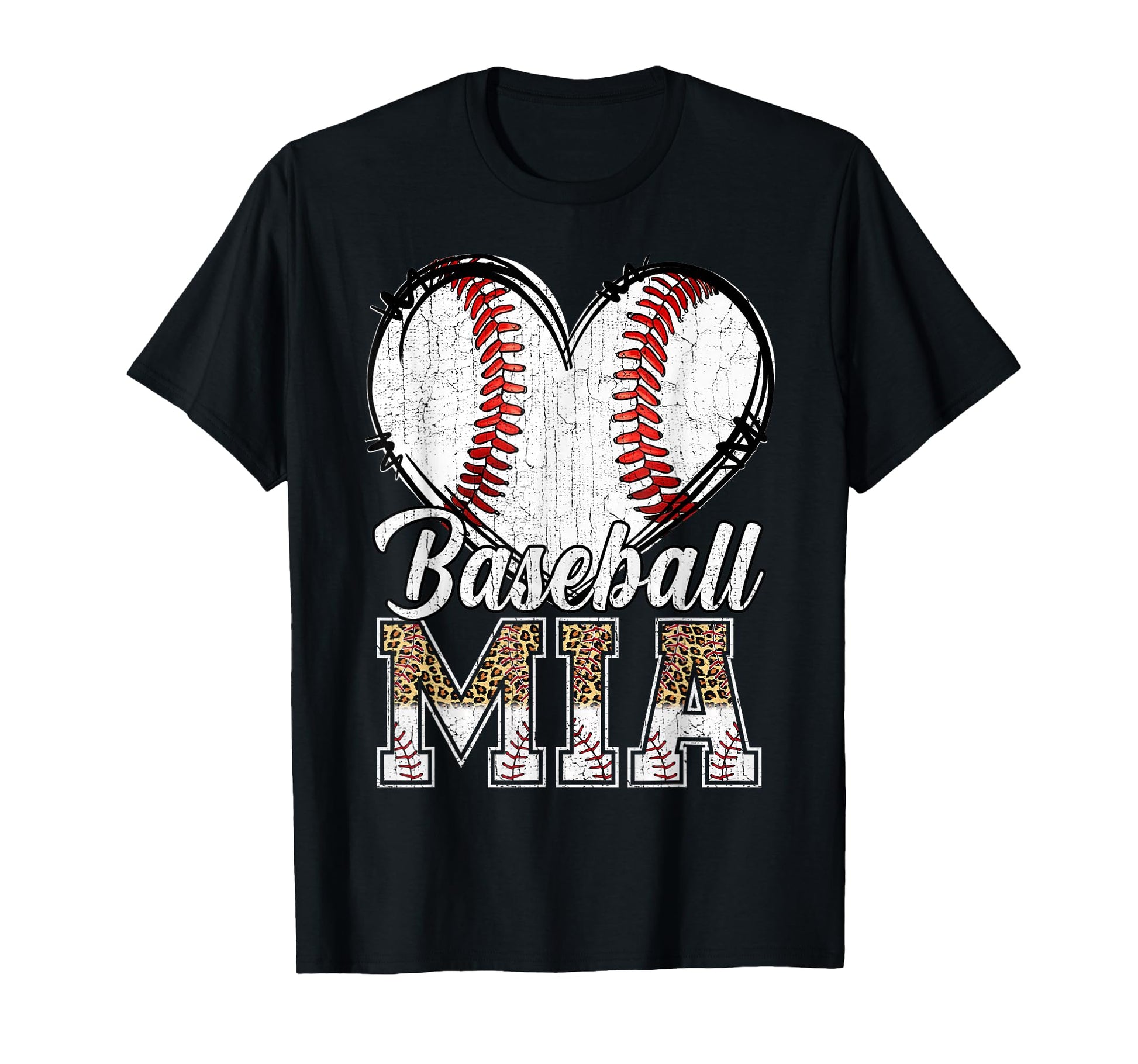 Softball Baseball Mia Heart Leopard T-Shirt - Trendy Graphic Men Women - T-Shirt, Sweatshirt, Hoodie