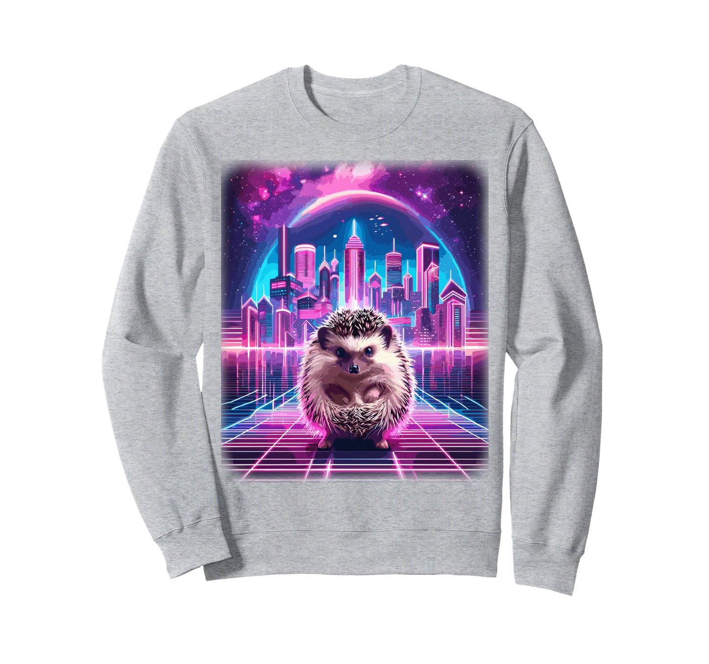 Synthwave Aesthetic Hedgehog Lover Sweatshirt - Graphic Print for Adults - T-Shirt, Sweatshirt, Hoodie