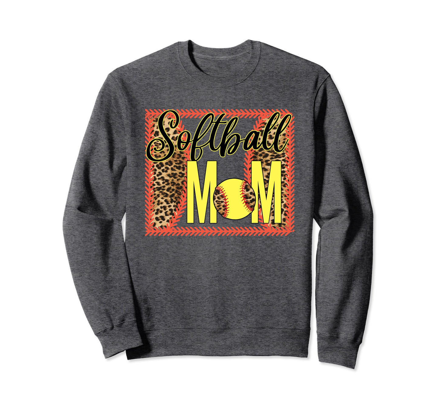 Softball Mom Leopard Funny Softball Sweatshirt - Streetwear Style Unisex - T-Shirt, Sweatshirt, Hoodie