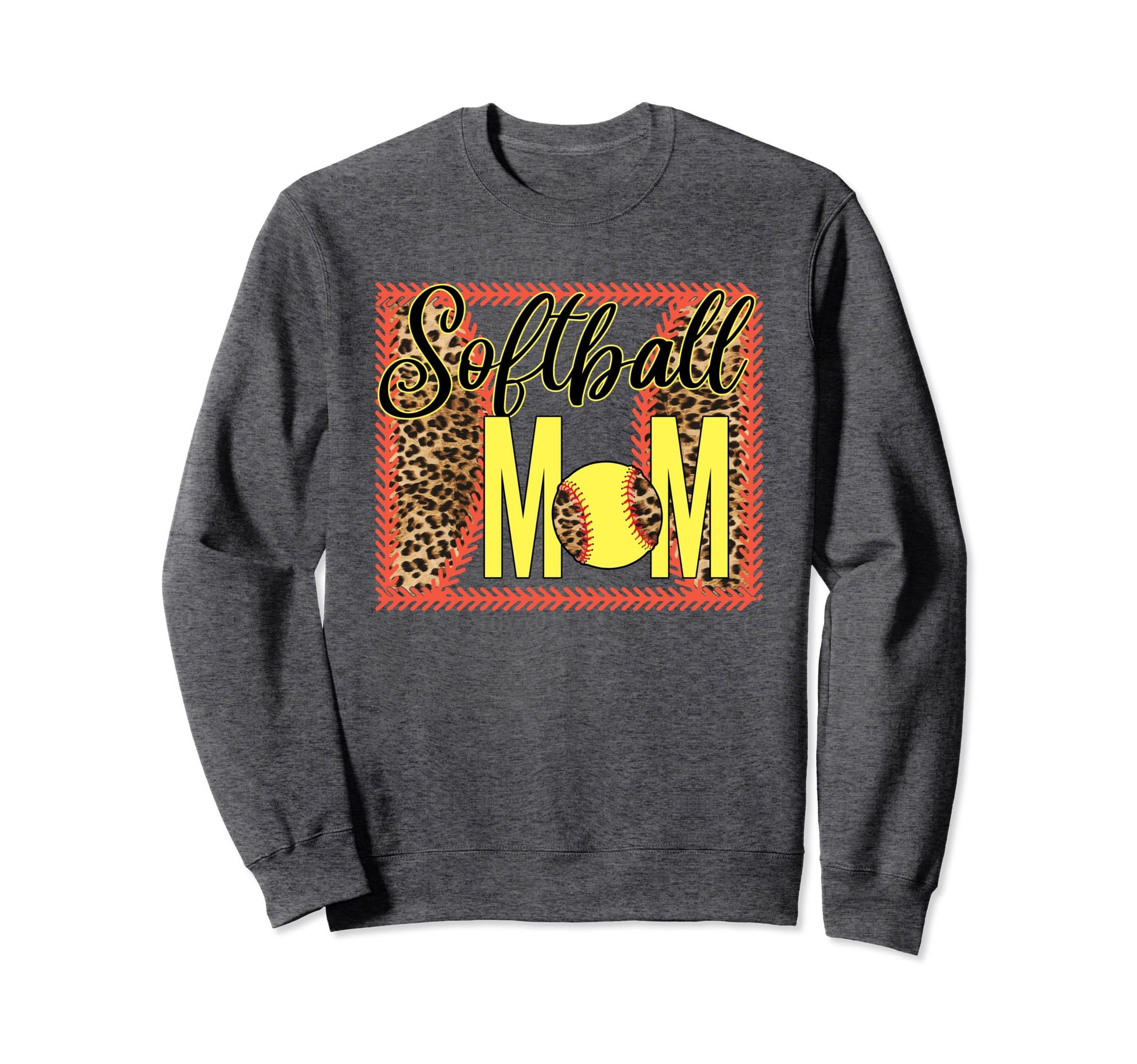 Softball Mom Leopard Funny Softball Sweatshirt - Streetwear Style Unisex - T-Shirt, Sweatshirt, Hoodie