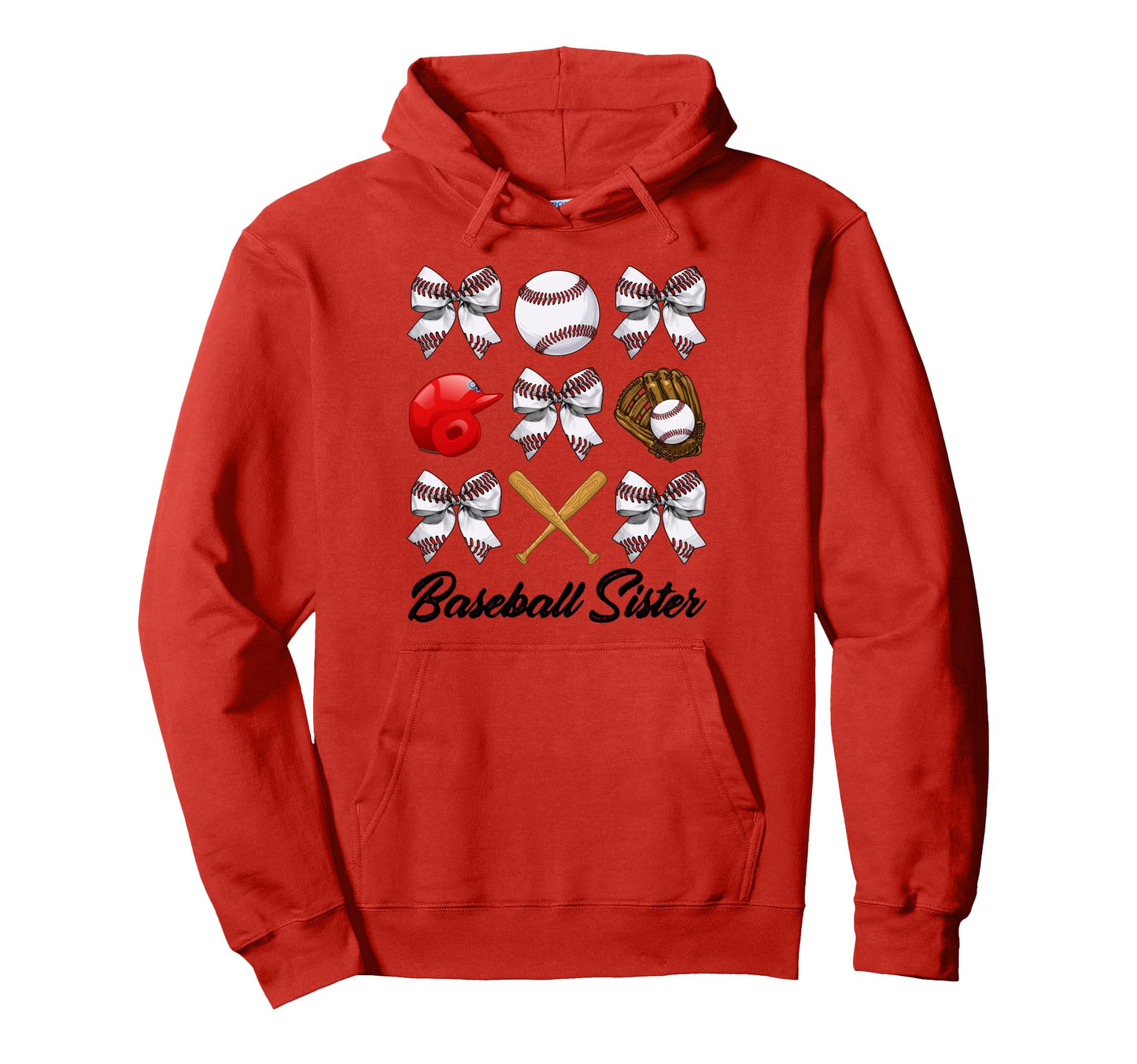 Baseball Sister Bow Baseball Mom Mothers Hoodie - Streetwear Style Unisex - T-Shirt, Sweatshirt, Hoodie