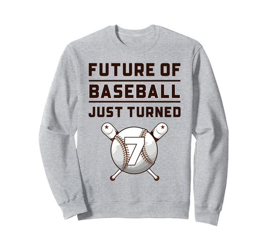 7 Year Old Baseball Birthday Sweatshirt - Trendy Graphic Unisex - T-Shirt, Sweatshirt, Hoodie