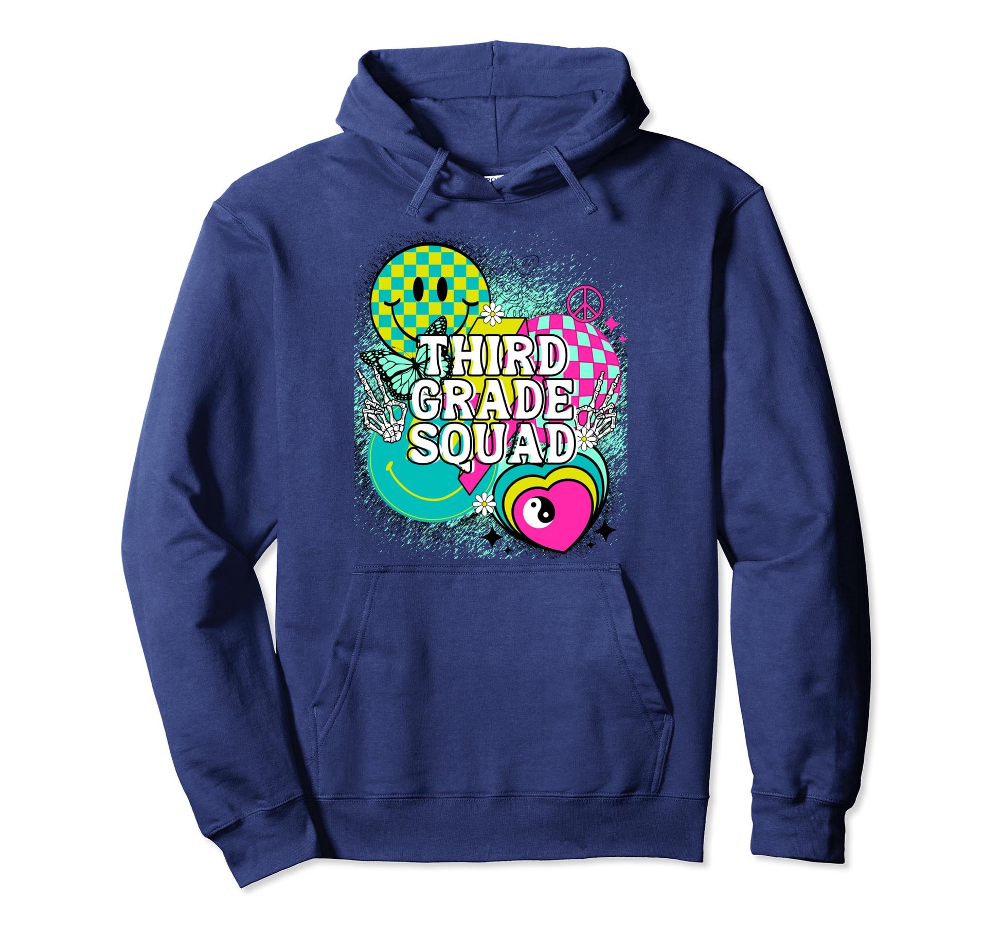 3Rd Grade Happy Butterfly Y2K Preppy Hoodie - Novelty Apparel for Adults - T-Shirt, Sweatshirt, Hoodie