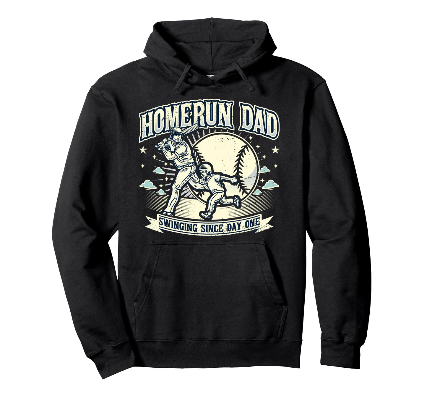 Homerun Dad Fathers Day Funny Daddy Hoodie - Custom Art Print Men Women - T-Shirt, Sweatshirt, Hoodie