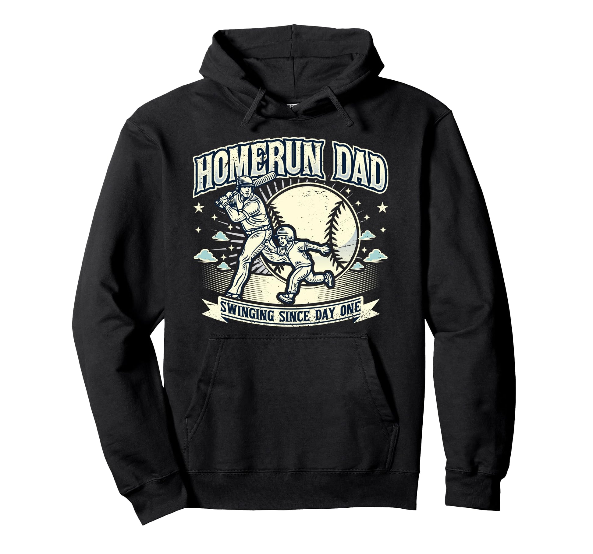 Homerun Dad Fathers Day Funny Daddy Hoodie - Custom Art Print Men Women - T-Shirt, Sweatshirt, Hoodie