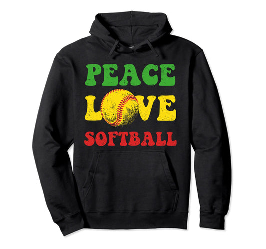 American Game Hippie Softball Player Hoodie - Unique Graphic for Adults - T-Shirt, Sweatshirt, Hoodie