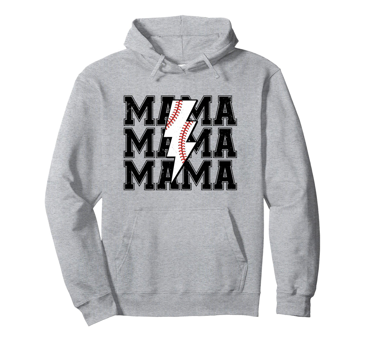 Lightning Bolt Mama Softball Baseball Hoodie - Custom Art Print for Adults - T-Shirt, Sweatshirt, Hoodie