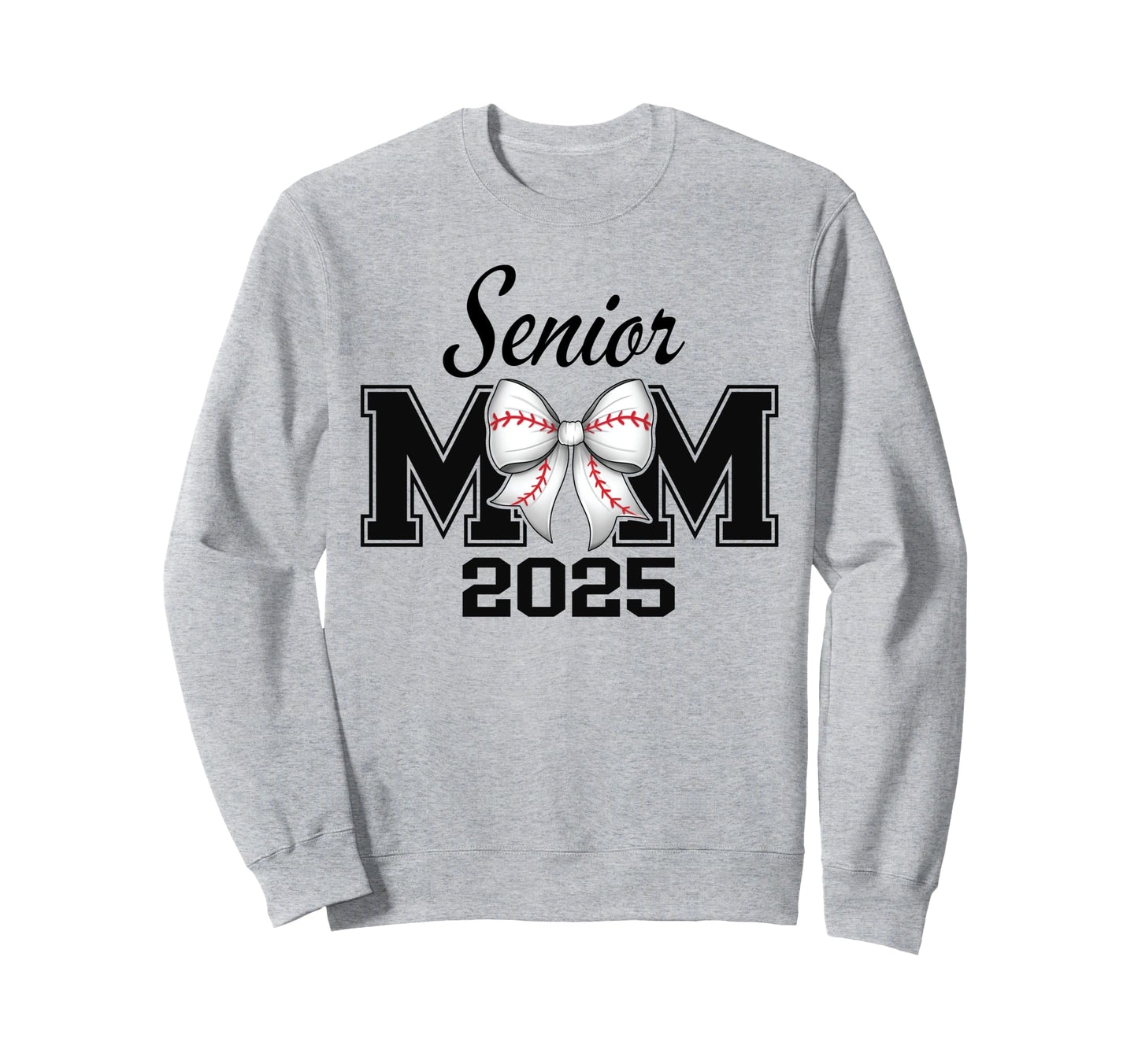 Senior Mom 2025 Baseball Bow Sweatshirt - Fun Novelty Design Men Women - T-Shirt, Sweatshirt, Hoodie