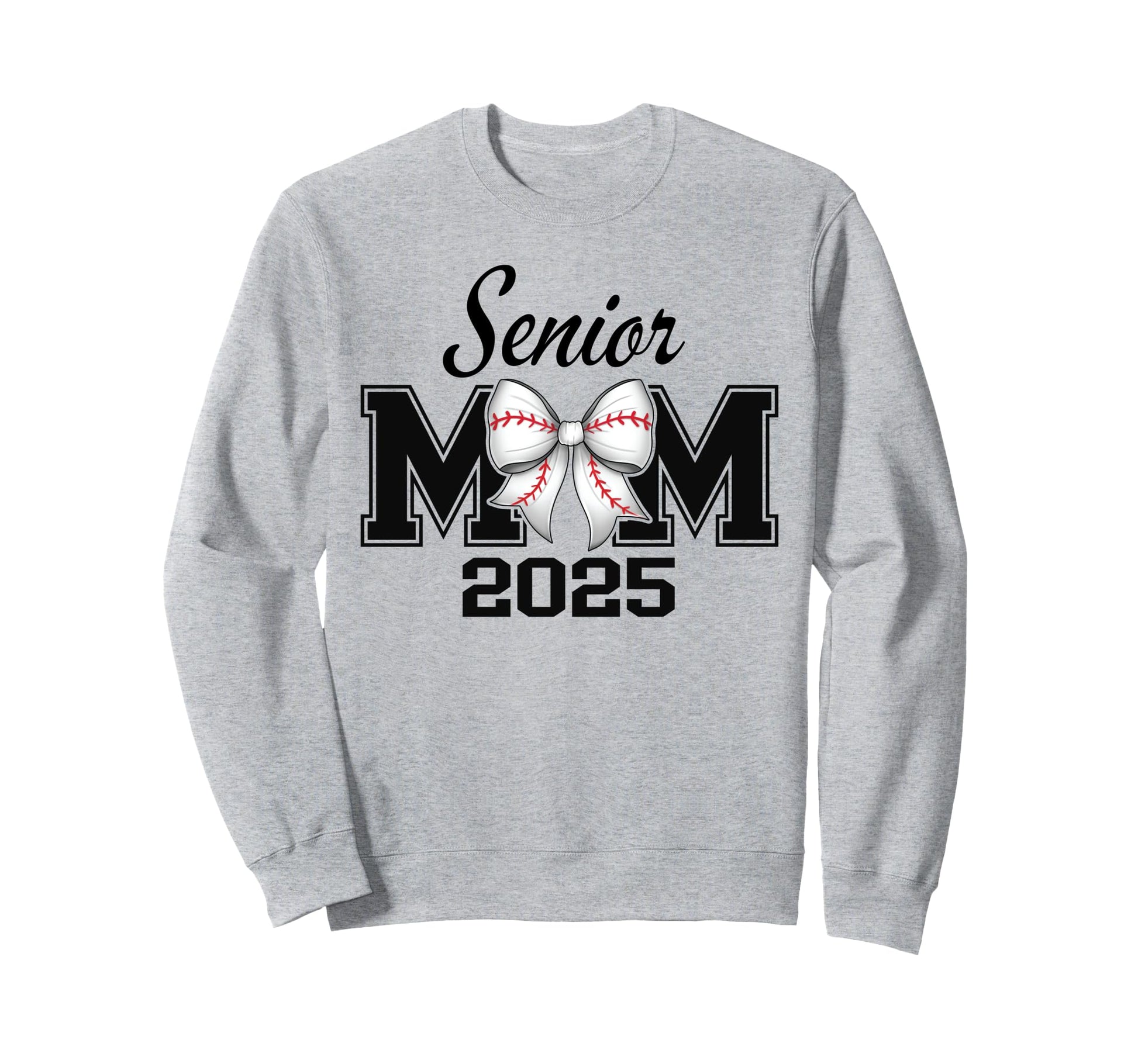 Senior Mom 2025 Baseball Bow Sweatshirt - Fun Novelty Design Men Women - T-Shirt, Sweatshirt, Hoodie